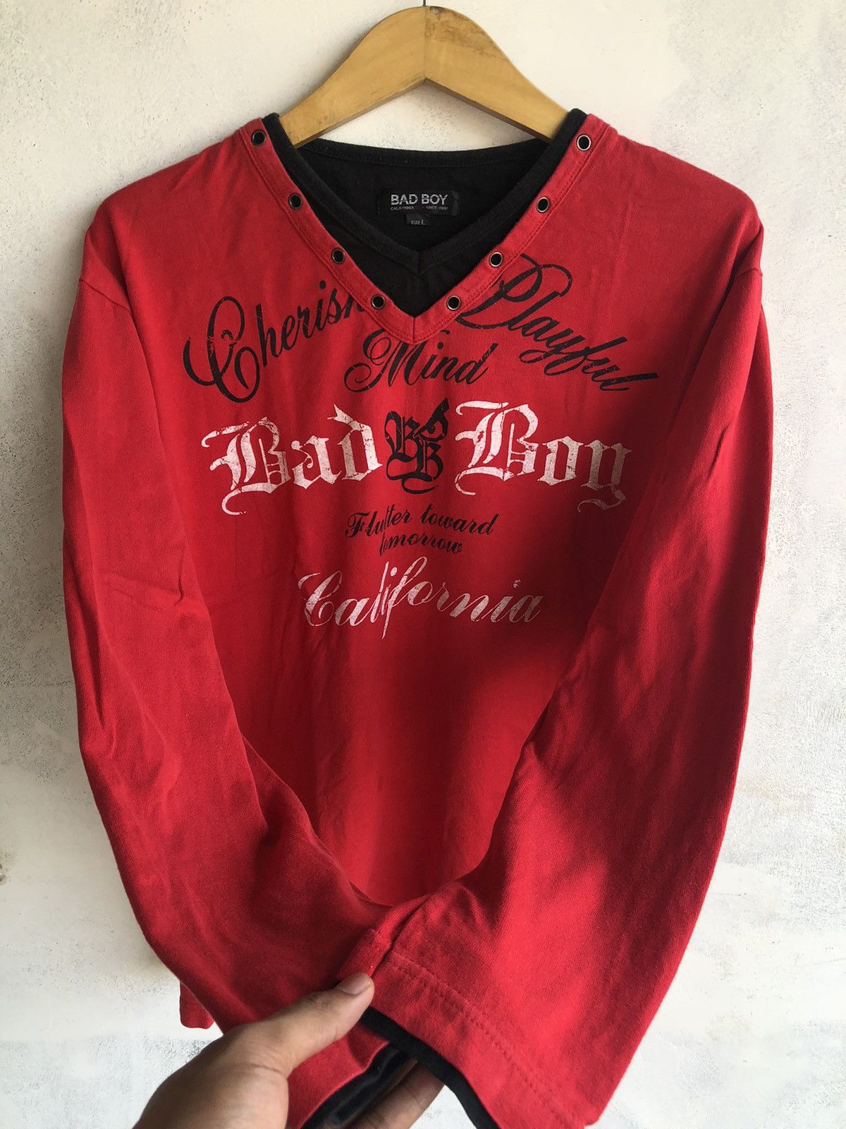 Hysteric Glamour POEM STUDDED DOUBLE LAYER BAD BOY LONGSLEEVE ROCK PUNK STYLE Size US L / EU 52-54 / 3 - 4 Thumbnail