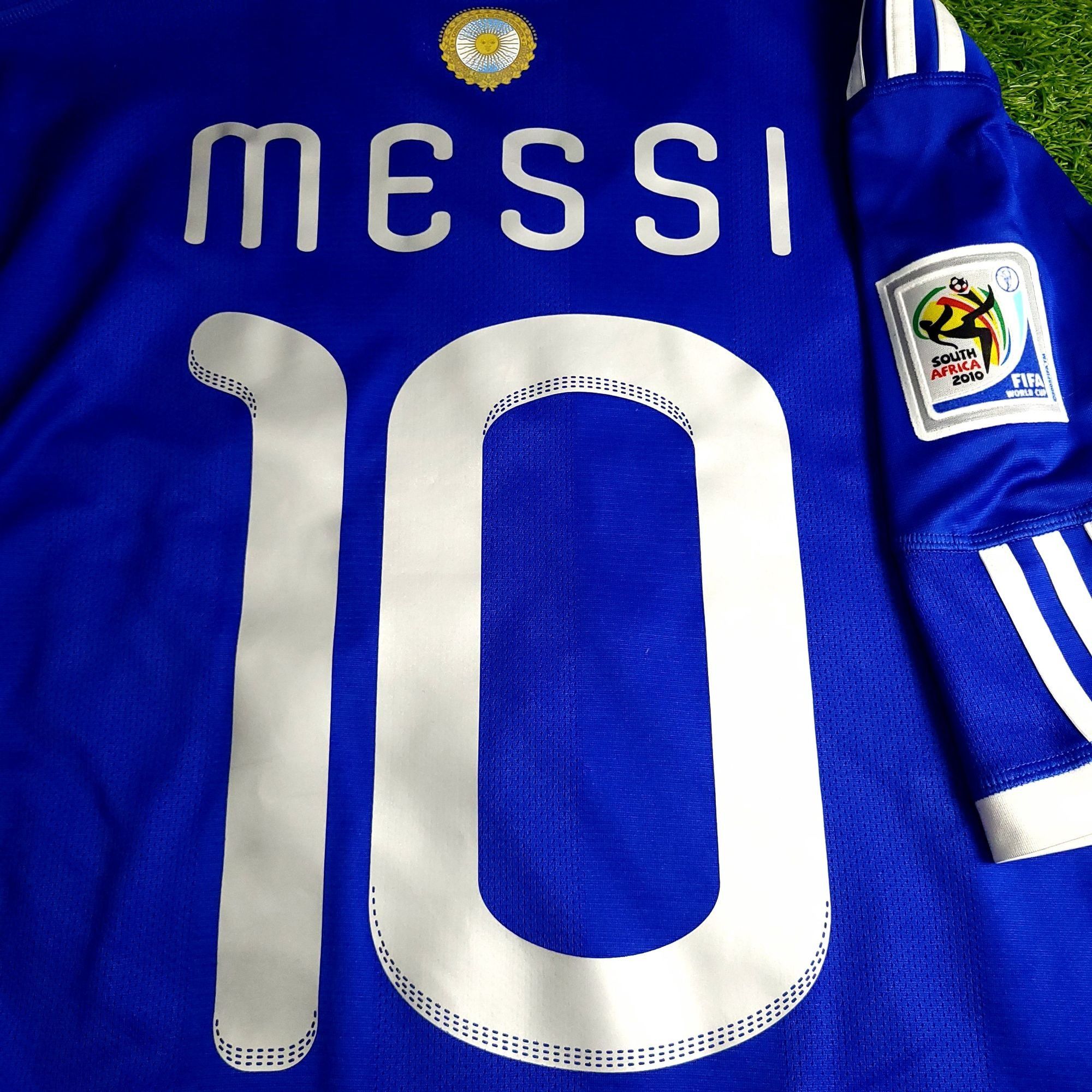 Adidas Messi Argentina 2010 WORLD CUP Away Soccer Jersey M Size US M / EU 48-50 / 2 - 4 Thumbnail