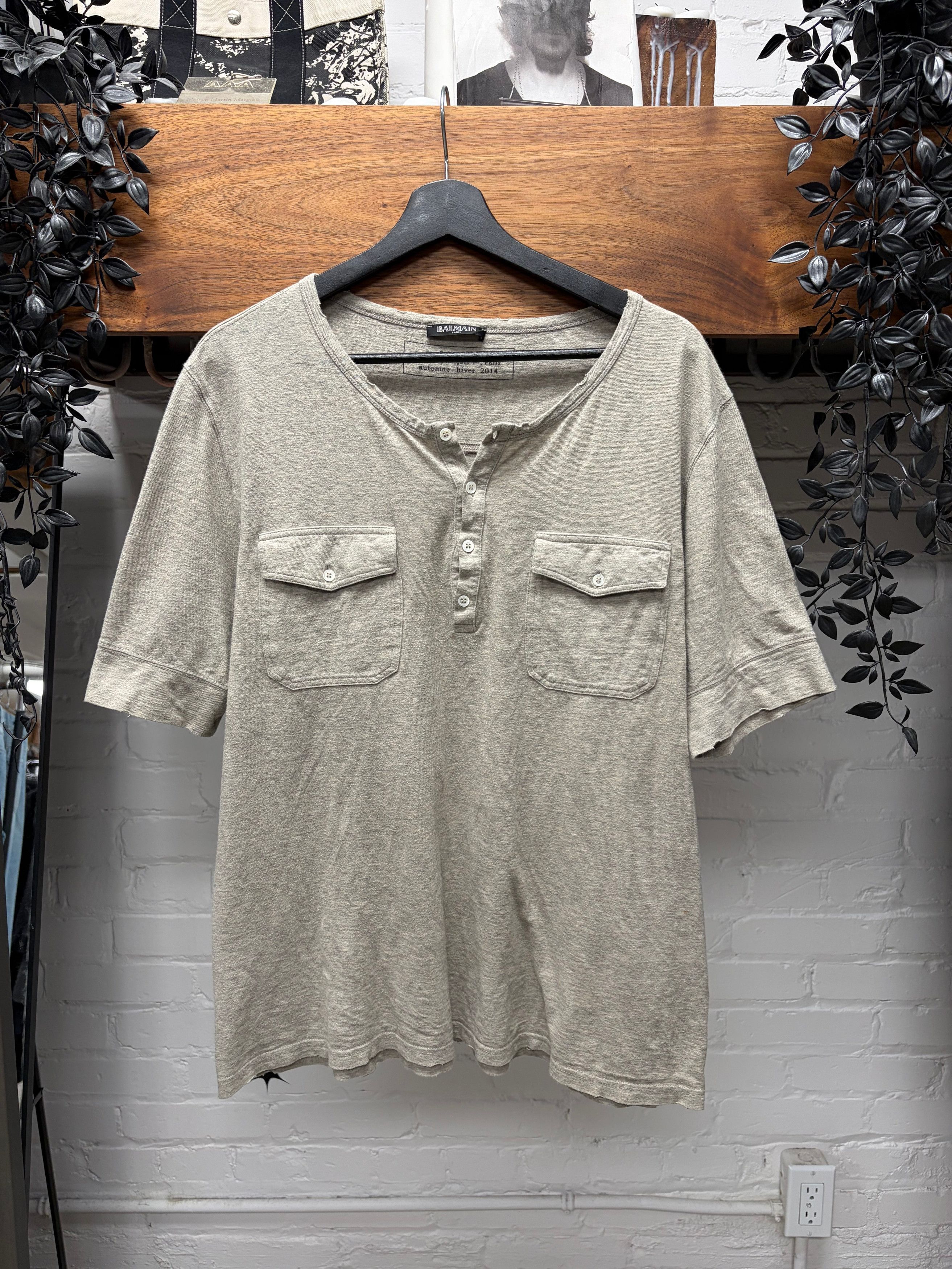 AW2014 Balmain ‘Henley’ Cotton Short Sleeve Shirt