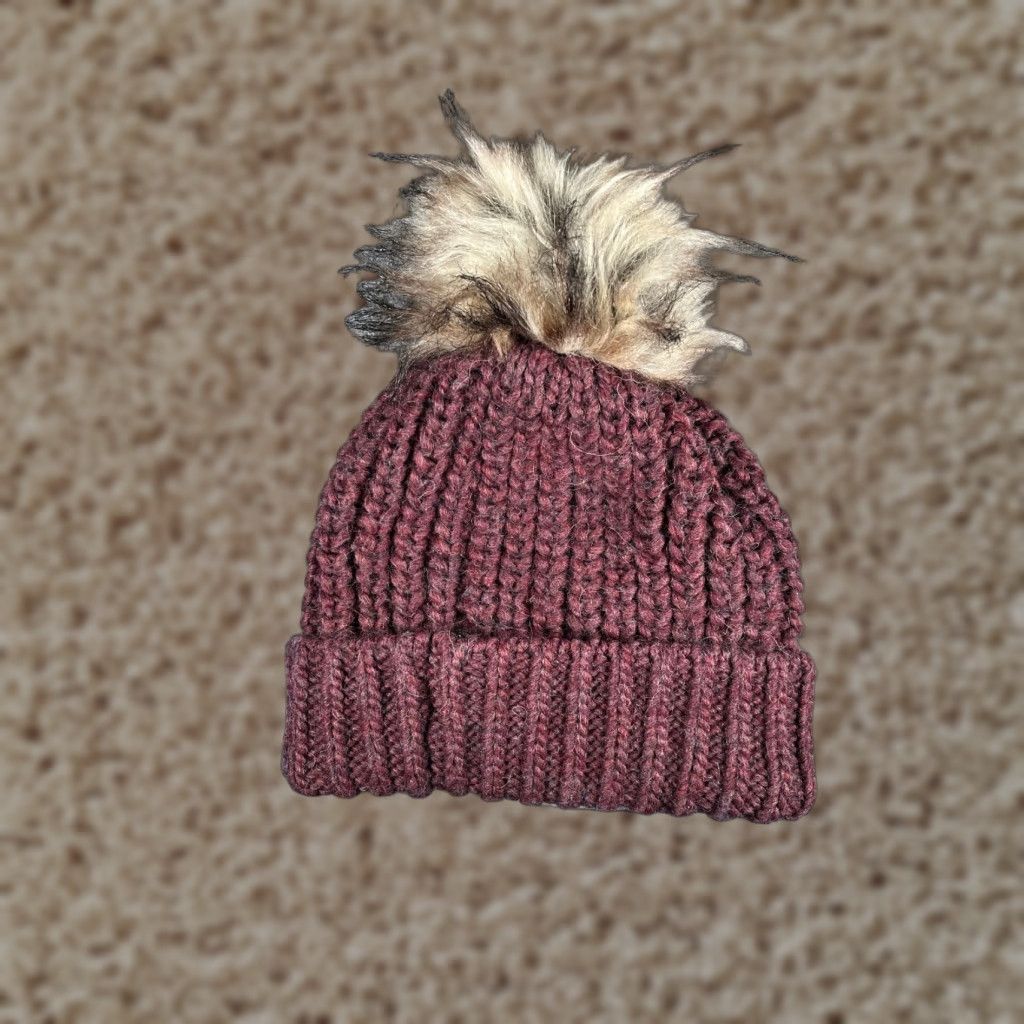 Vintage Ross BeanieToque One Size Purple Knit Wool Blend Adult Hats Mens Size ONE SIZE - 1 Thumbnail