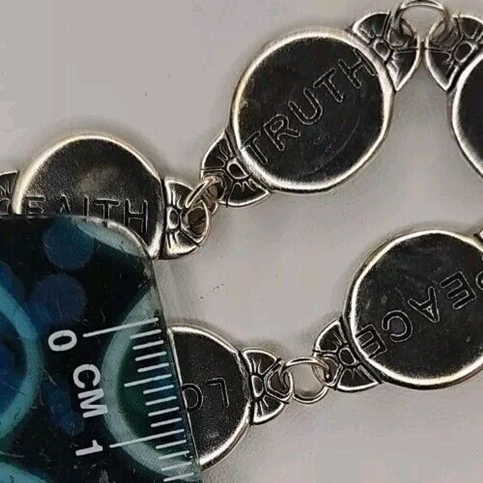 Sterling Silver Silver Peace Love Joy Hope Faith Truth & Life Chain Bracelet Size ONE SIZE - 3 Thumbnail
