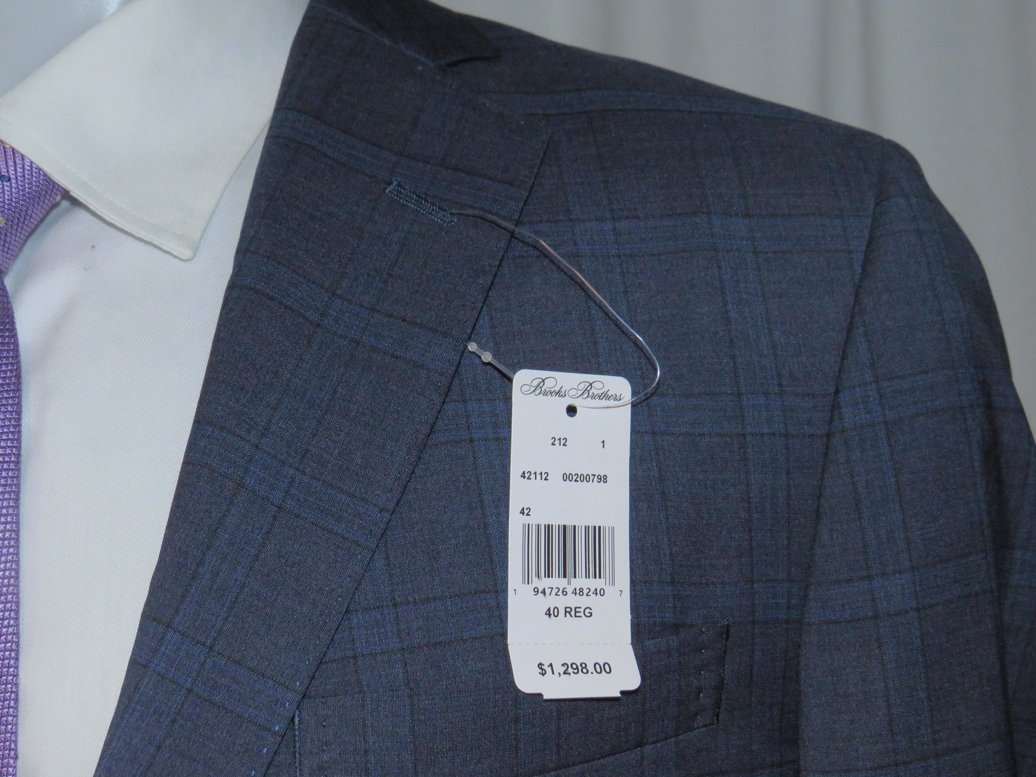 Brooks Brothers 1818 Classic Reda Current Blue Plaid Suit 40R NWT $1300 Size 40R - 7 Thumbnail