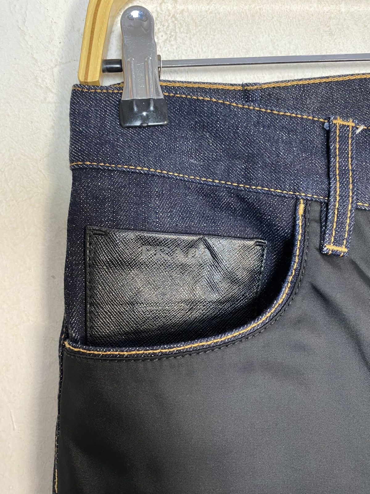 Prada Prada Italy Nylon Black Panel Selvedge Indigo Denim Jeans Size US 29 - 7 Thumbnail