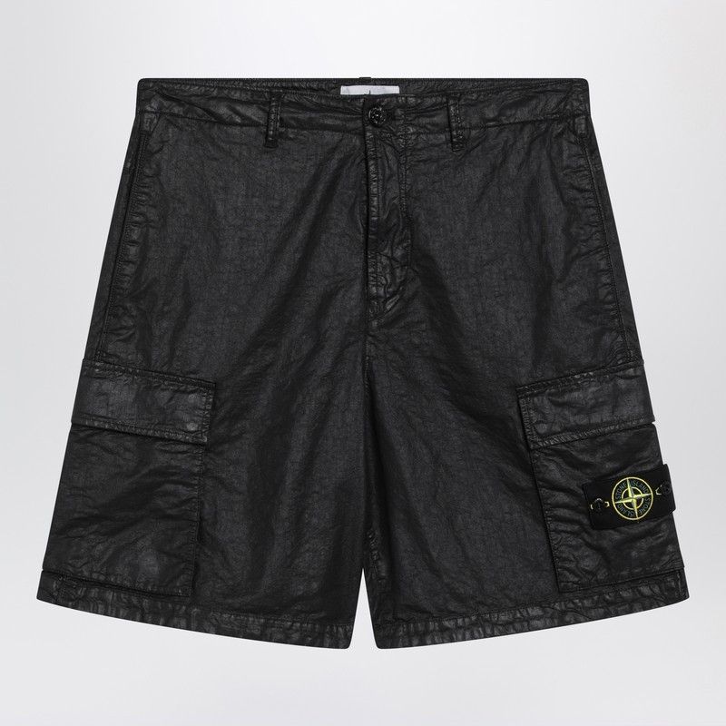 Stone Island Stone Island Black Cargo Bermuda Shorts With Relaxed Fit Size US 31 - 1 Thumbnail