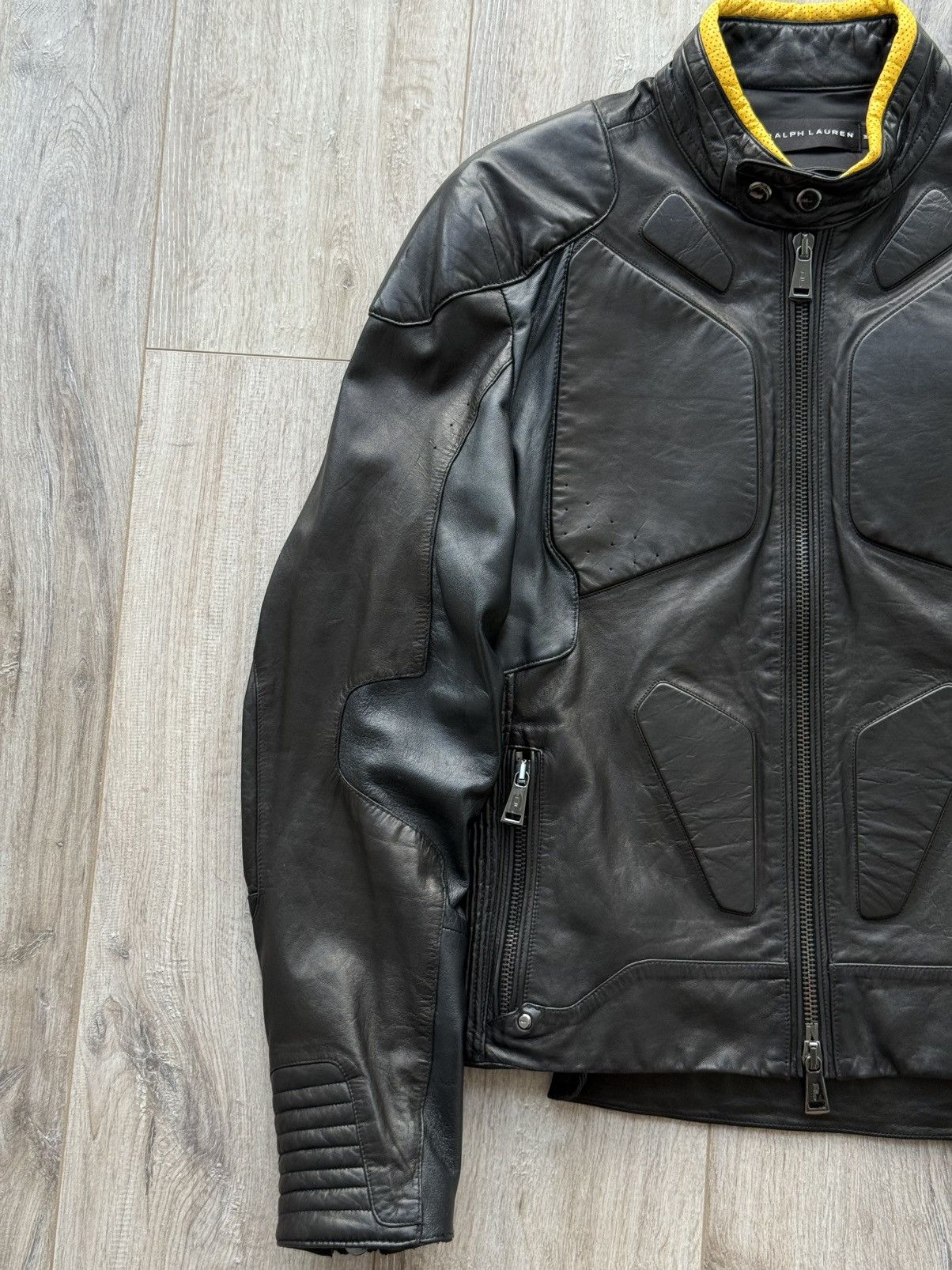 Ralph Lauren Black Label ARCHIVE 5/5 LEATHER MOTO JACKET WITH RIBBED ARMOR DETAILING Size US M / EU 48-50 / 2 - 9 Thumbnail