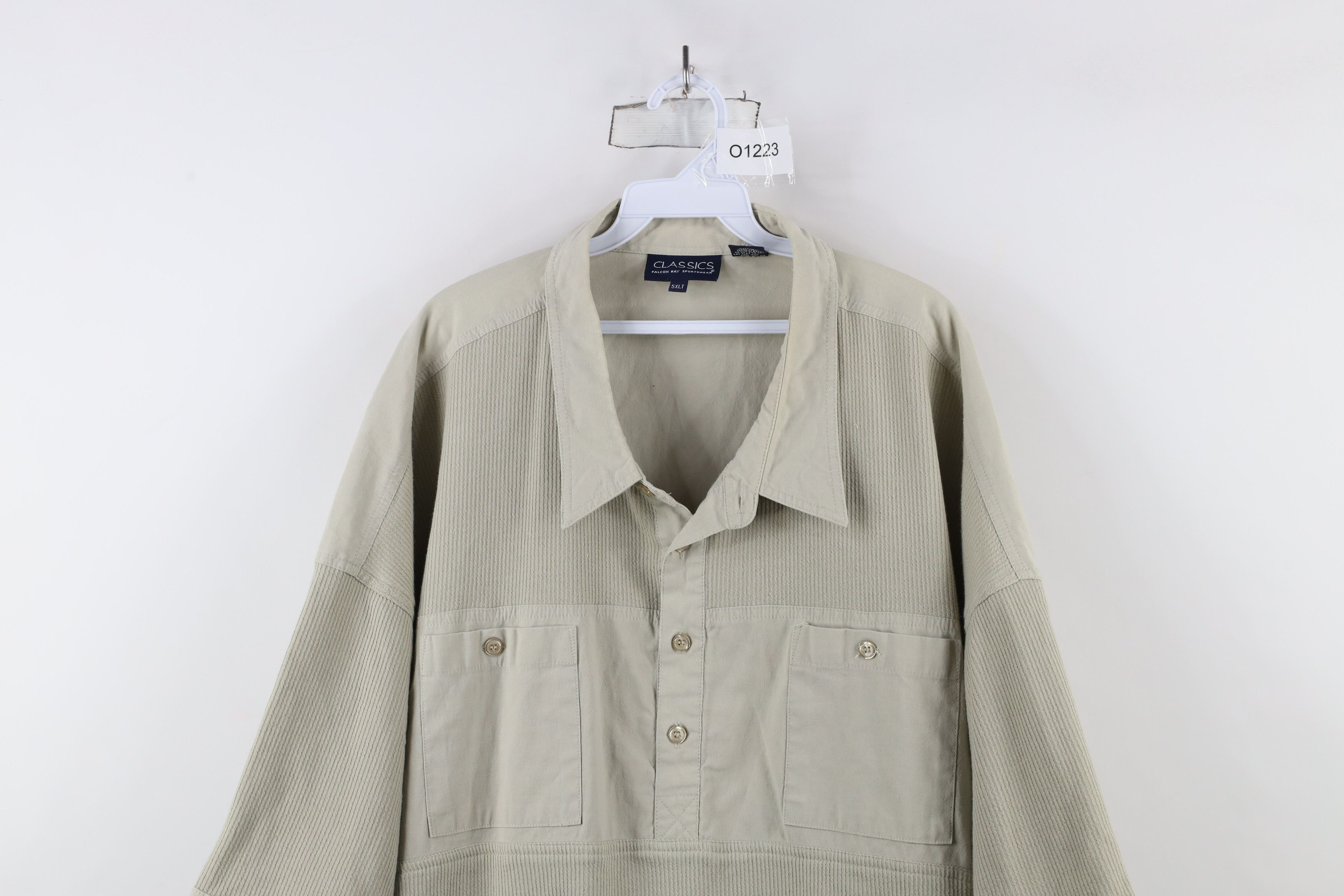 Vintage Vintage 90s Streetwear Ribbed Knit Pullover Polo Shirt Beige Size US XXL / EU 58 / 5 - 2 Thumbnail