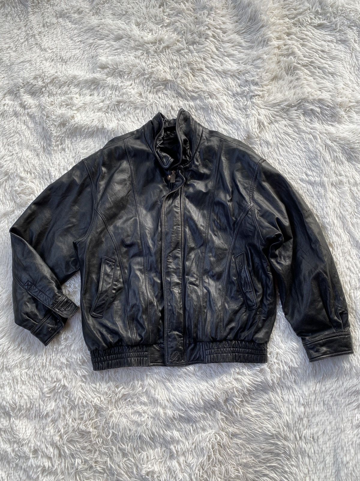 Yves Saint Laurent Vintage YvesSaintLaurent Black Sheepskin Leather zip up Size US L / EU 52-54 / 3 - 1 Thumbnail