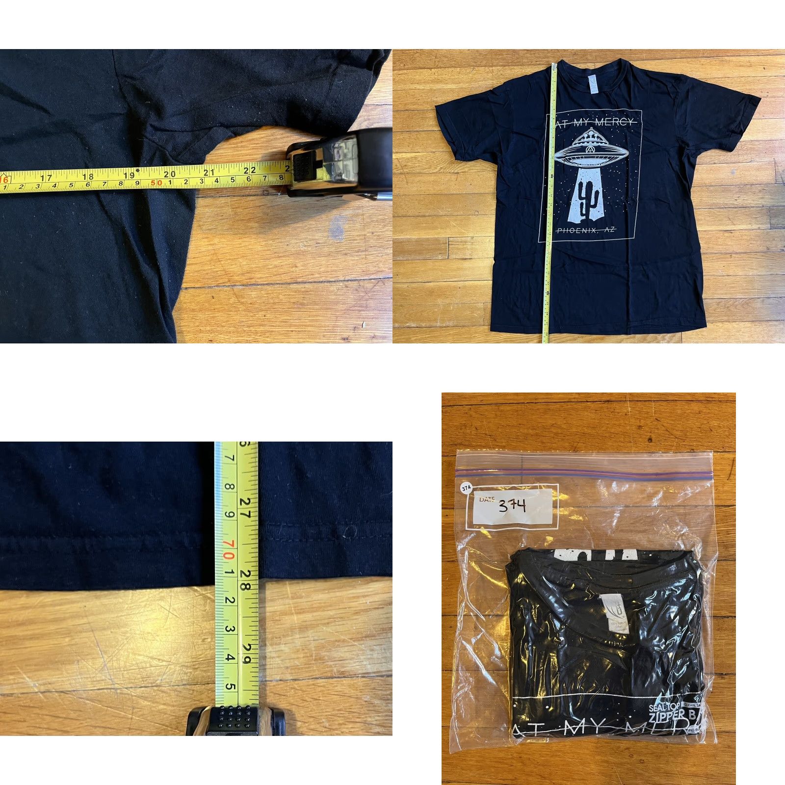 Vintage At My Mercy Phoenix AZ Shirt Men’s Large Black Cotton Heritage T-Shirt Graphic Print Band Music Outdoor Space Retro Shirt Mens L Black Size US L / EU 52-54 / 3 - 8 Thumbnail