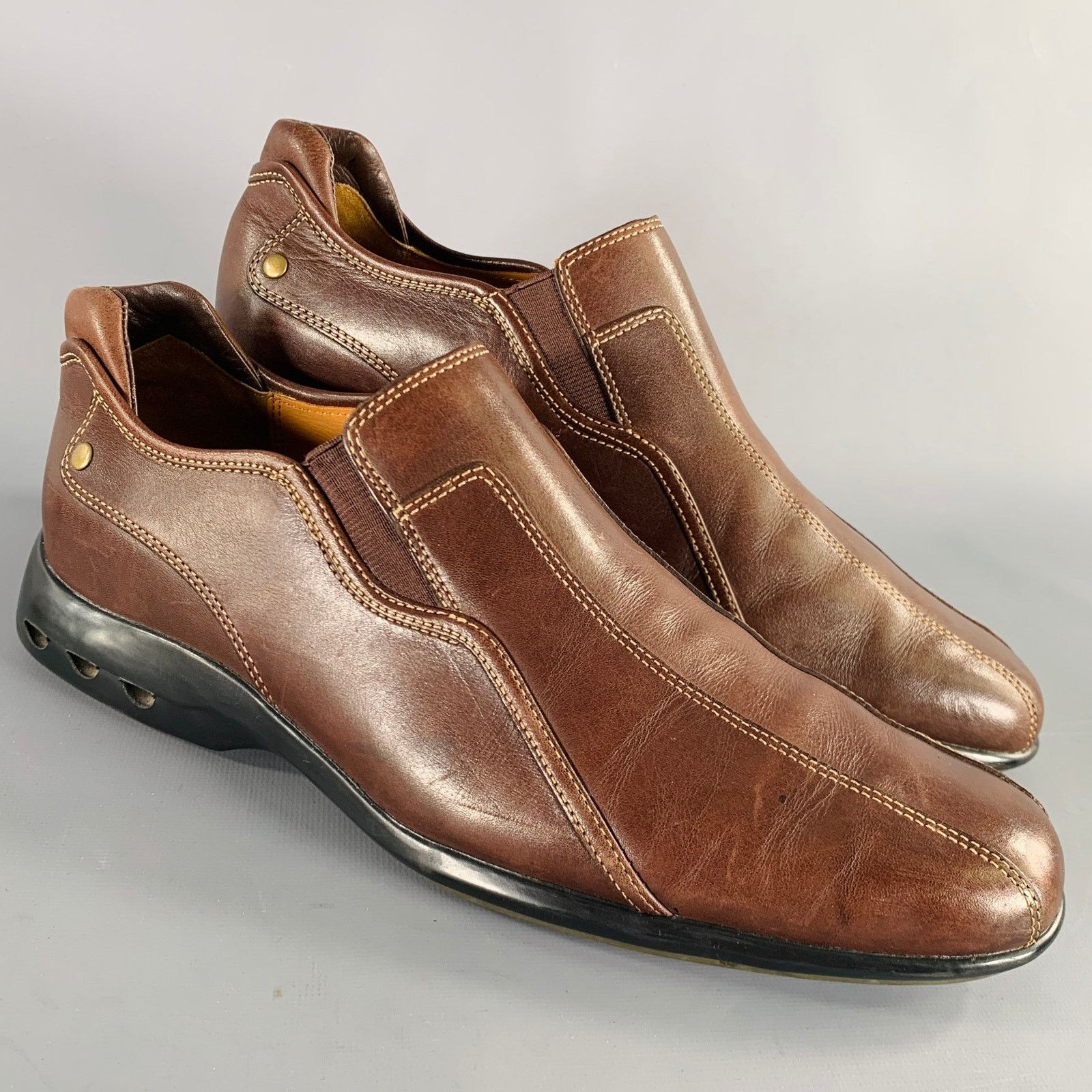 Cole Haan COLE HAAN 9.5 Brown Contrast Stitch Leather Slip On Loafers Size US 9.5 / EU 42-43 - 1 Thumbnail