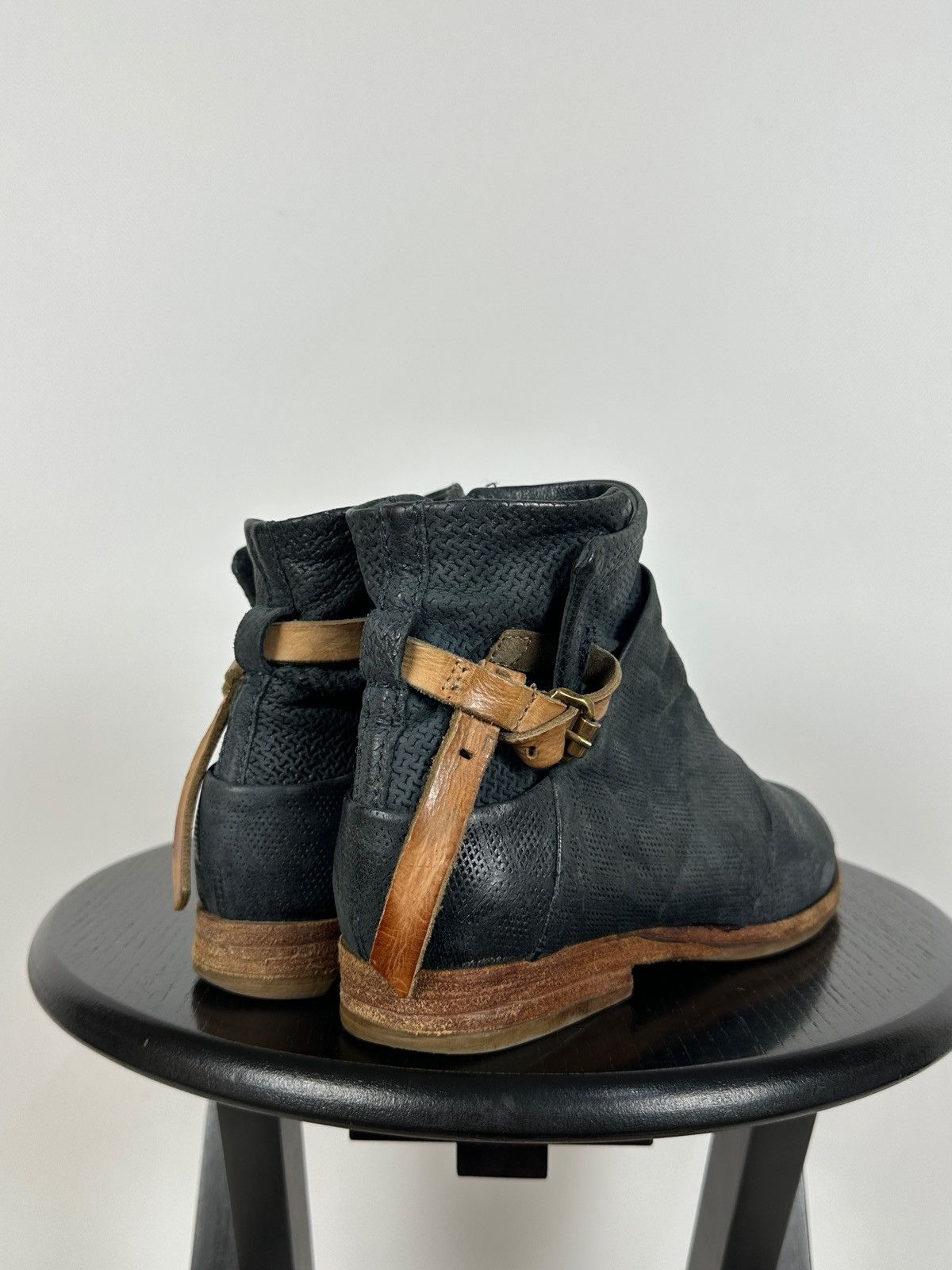 A.S.98 A.S.98. Airstep Navy Blue Leather Biker Ankle Boots Size US 8 / IT 38 - 2 Thumbnail