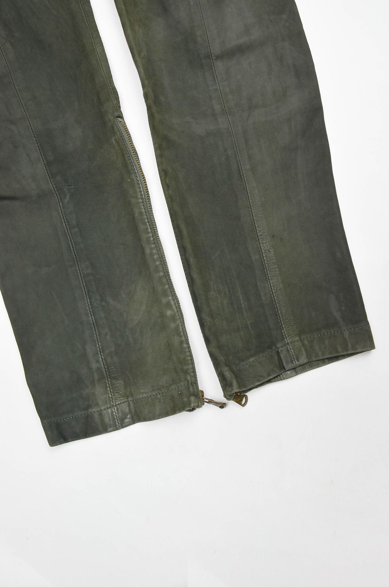 Leather × Scotch & Soda MAISON SCOTCH Green Leather Pants Size 33" - 11 Thumbnail