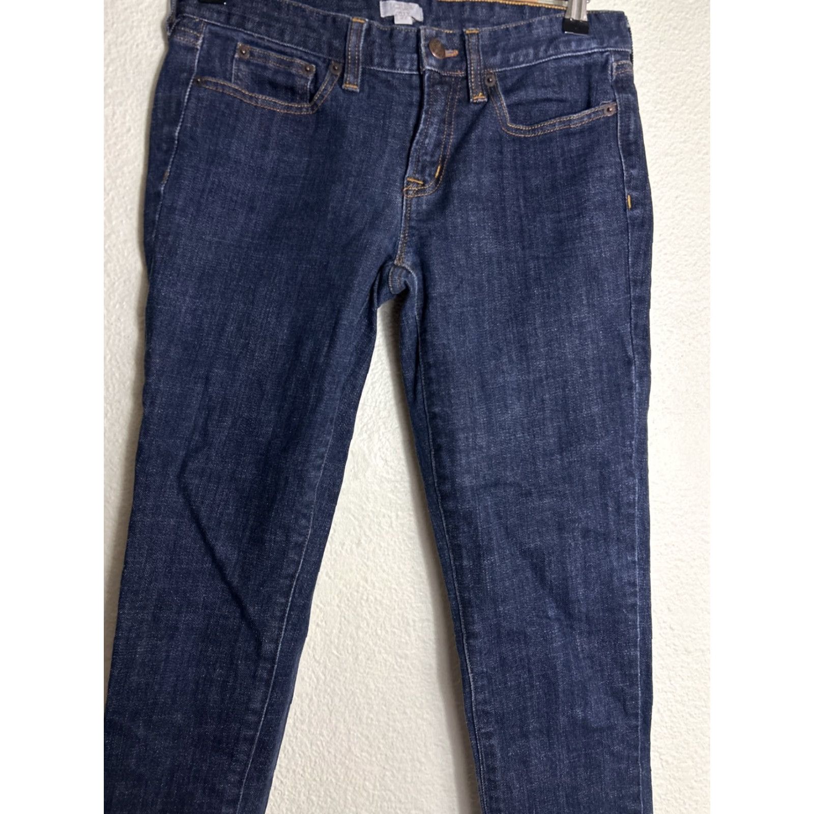 J.Crew J.CREW Skinny Straight Jeans Womens 27x27 Dark Wash Stretch Denim Blue Cotton Blend Zip Front Slim Rise Mid Size 27" / US 4 / IT 40 - 3 Thumbnail