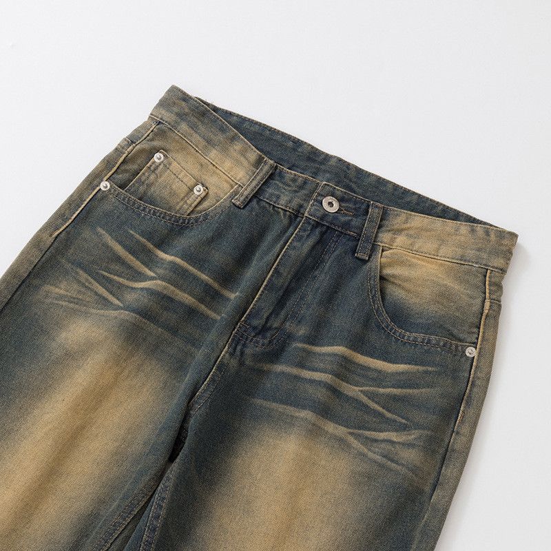 Vintage Retro men's washed distressed straight leg flared jeans Size US 32 / EU 48 - 3 Thumbnail
