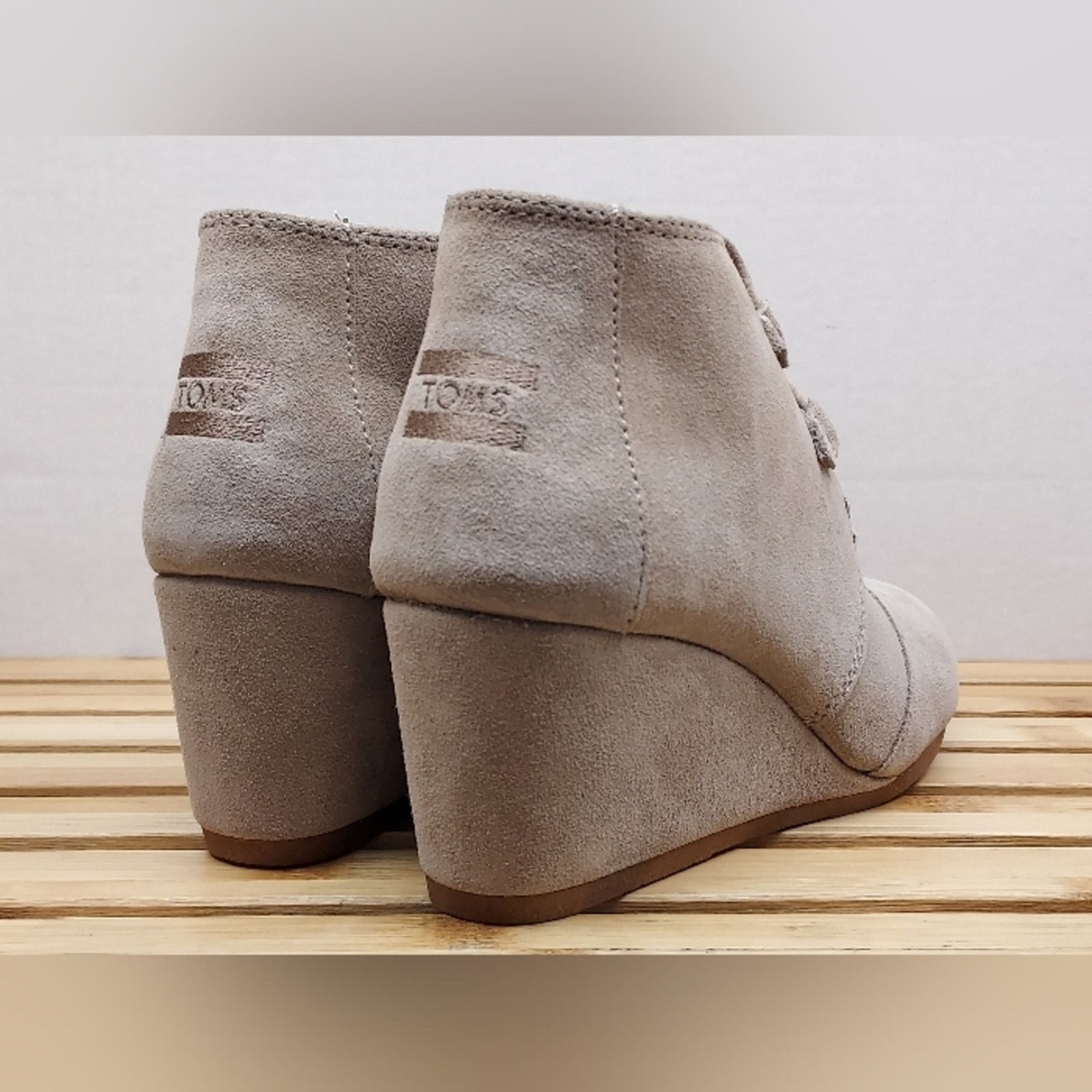 Toms TOMS Womens Beige Kala Wedge Ankle Booties Size 10 Size US 10 / IT 40 - 3 Thumbnail