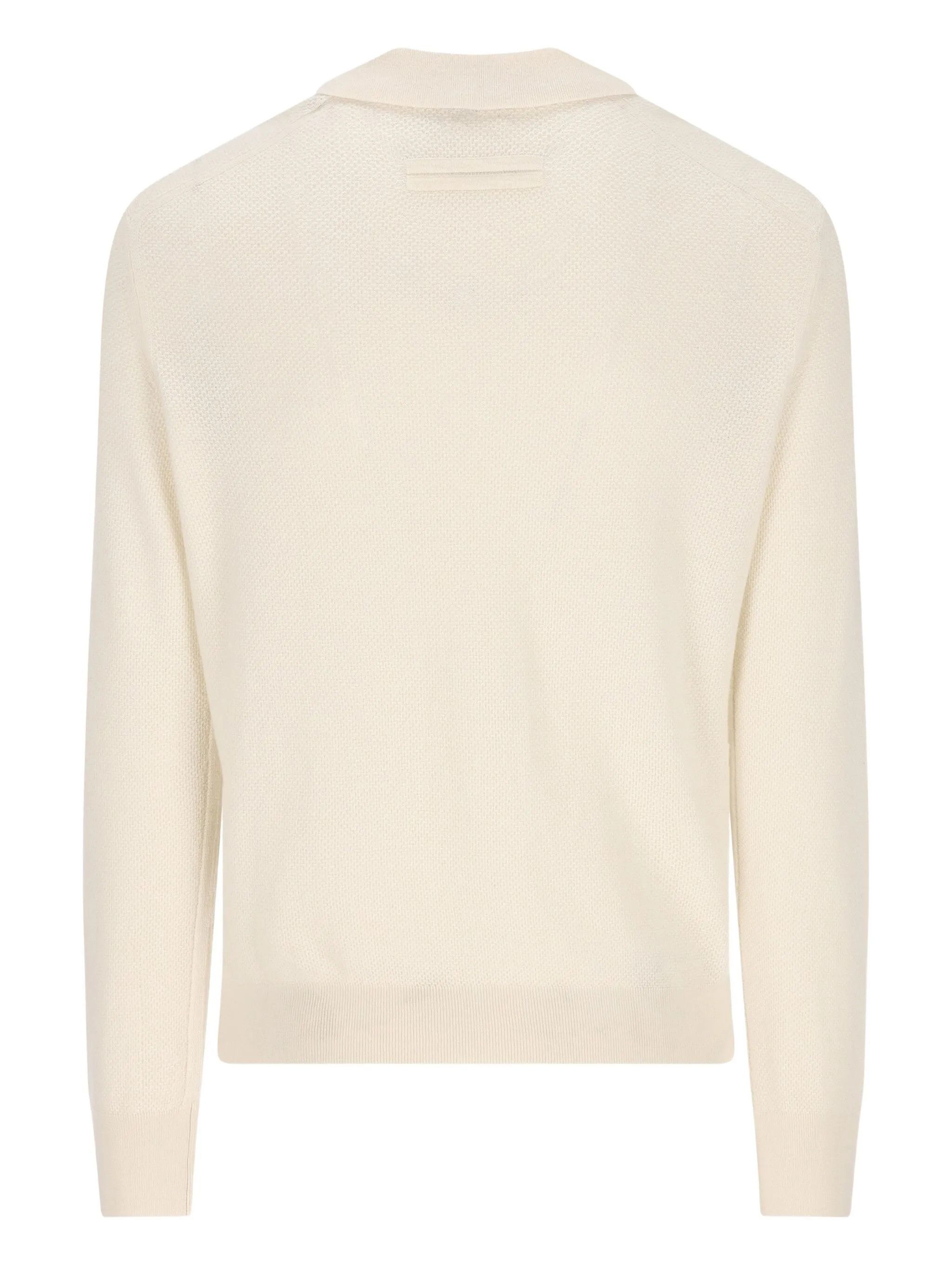 Ermenegildo Zegna o1s1rm1125 Long-sleeve Polo Shirt in White Size US M / EU 48-50 / 2 - 2 Thumbnail