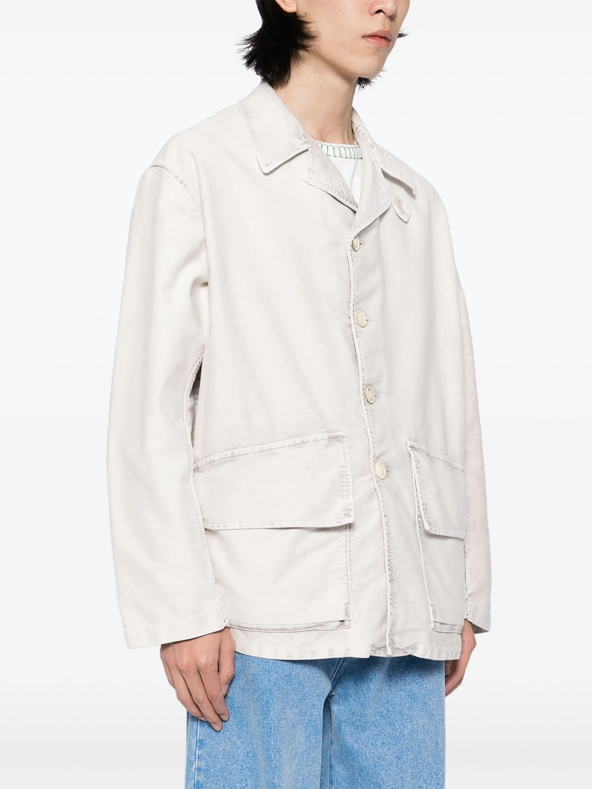 Maison Margiela o1w1db10226 Cotton Shirt Jacket in White Size US M / EU 48-50 / 2 - 3 Thumbnail