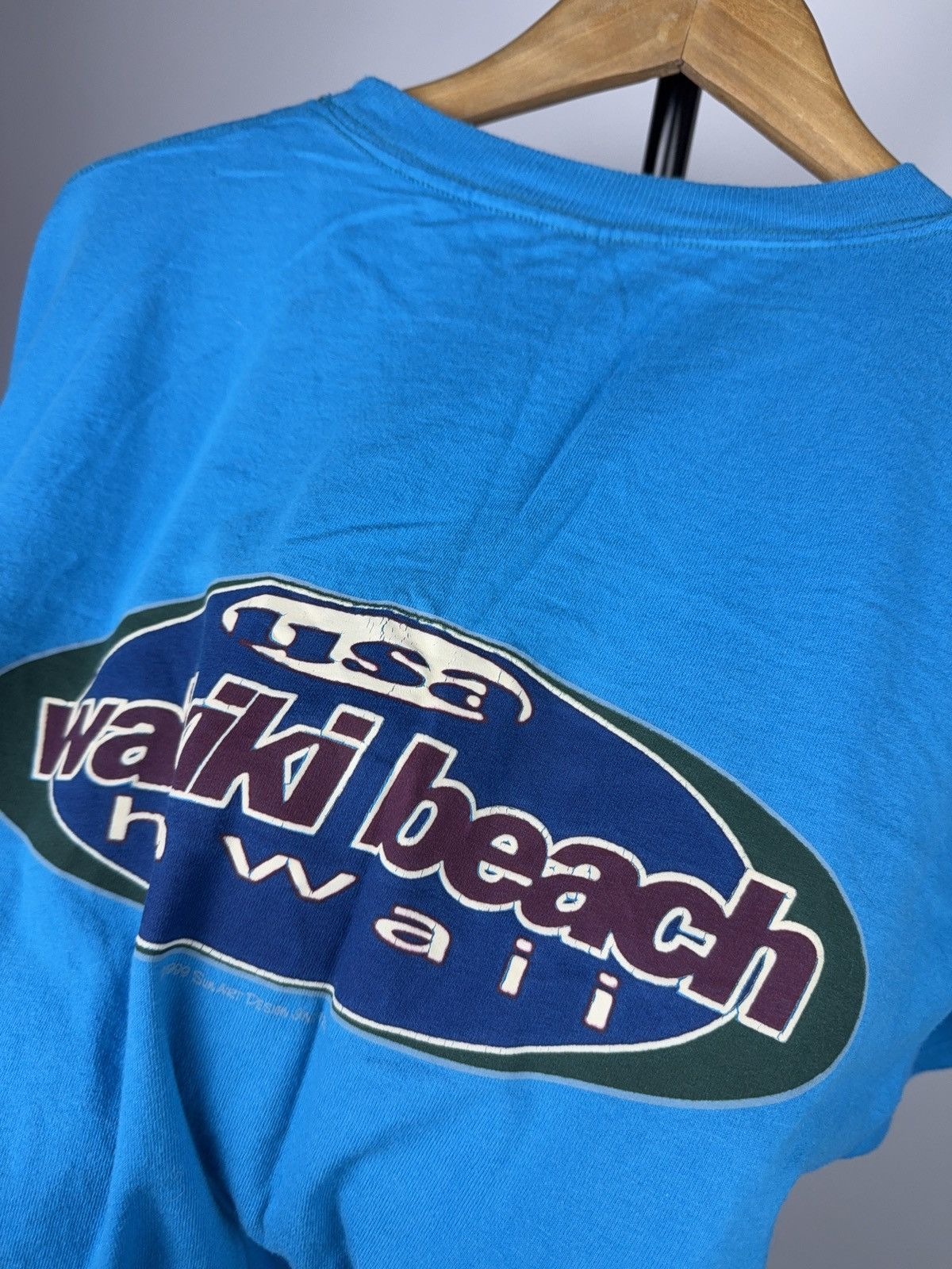 Vintage 1999 Waikiki Beach Hawaii Surf Graphic T-Shirt Tultex L Blue Size US L / EU 52-54 / 3 - 12 Thumbnail