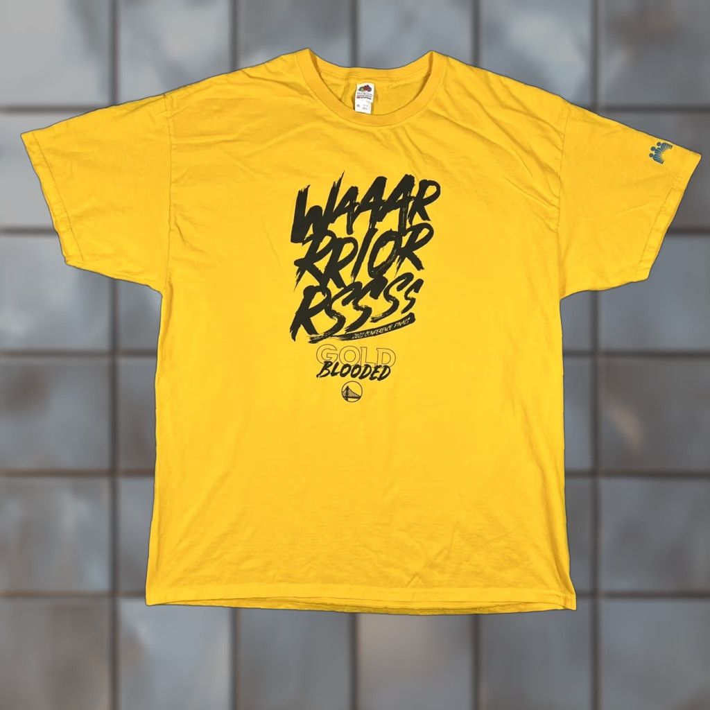 Fruit Of The Loom Golden State Warriors T-Shirt XL Men Yellow 2022 Conference Finals Gold Blooded Warriors Logo Size US XL / EU 56 / 4 - 1 Thumbnail