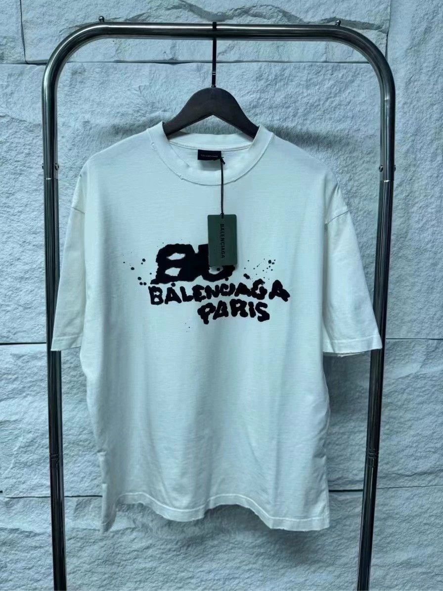 baleciaga grafitti shirt blue Balenciaga new white graffiti short