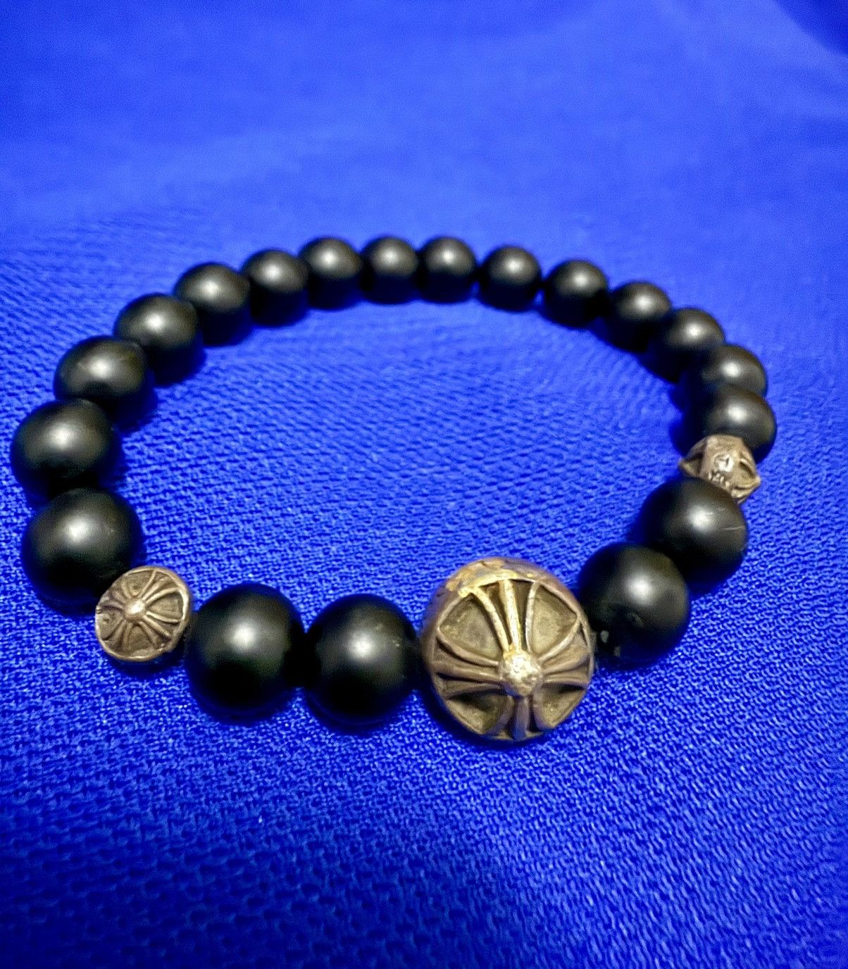 Chrome Hearts 🔥SICK🔥Chrome Hearts Onyx Bead silver cross ball bracelet Size ONE SIZE - 2 Thumbnail