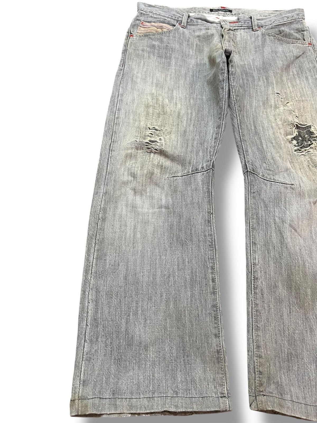 If Six Was Nine Vintage Wild Khakis Twisted Leg Grunge Distressed Denim Size US 35 - 3 Thumbnail