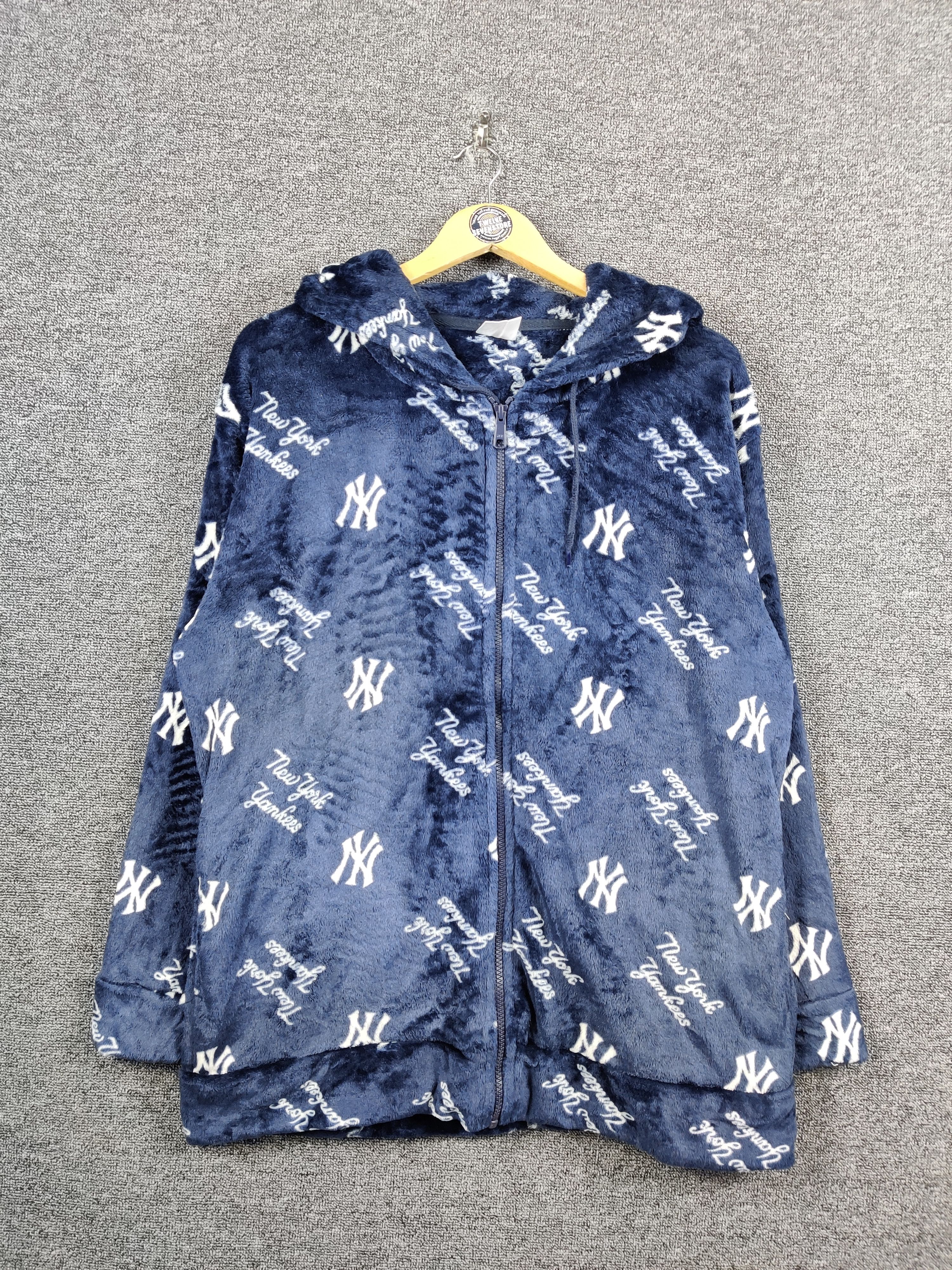 MLB × New York Yankees × Vintage MLB New York Yankees Fleece Fullprint Zipper Hoodie Jacket Size US L / EU 52-54 / 3 - 1 Thumbnail