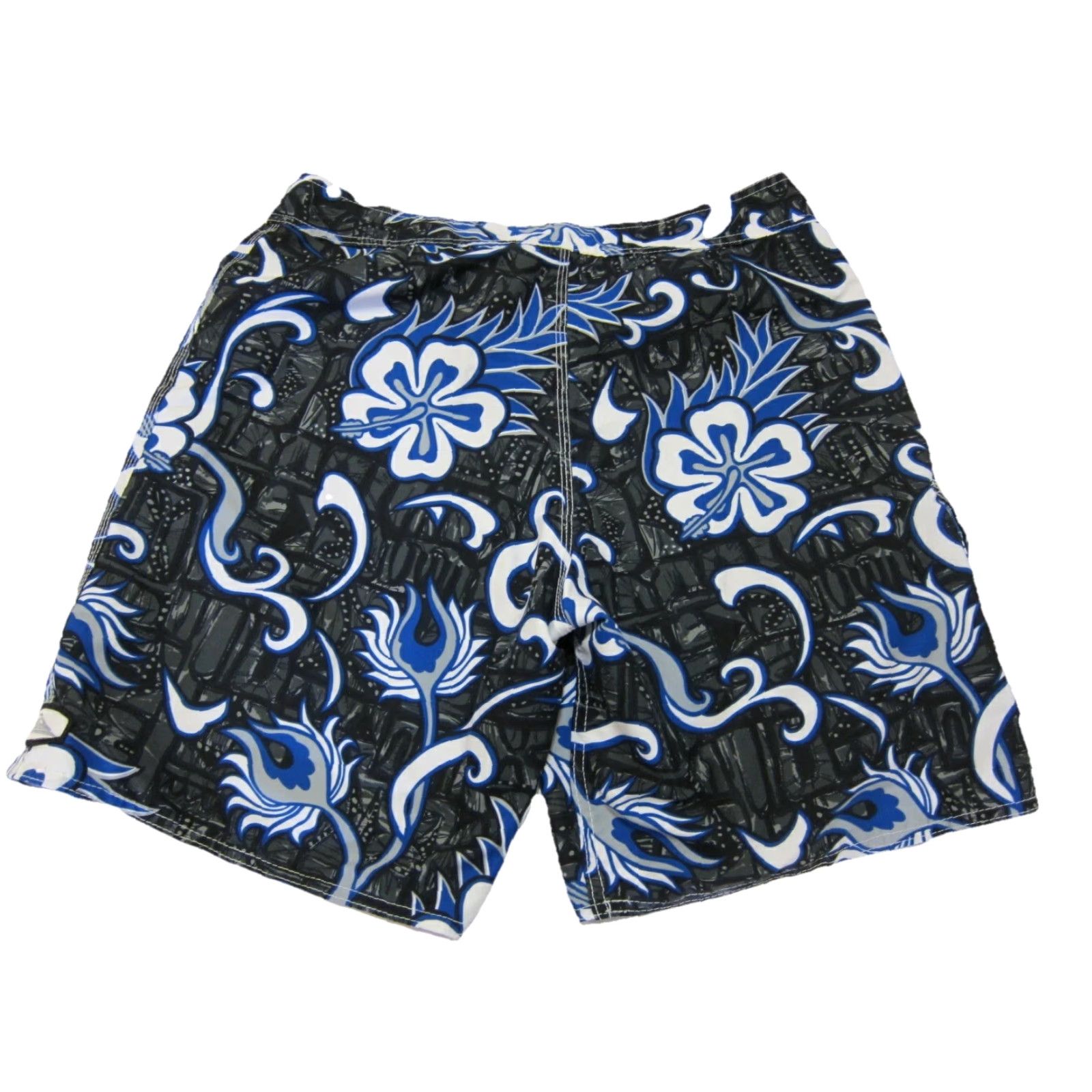Quiksilver Quiksilver Board Shorts Men Size L Blue Black White Floral Hawaiian Surf Swim Bottom Size US 33 - 2 Thumbnail