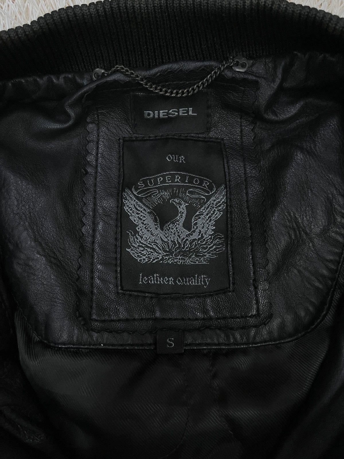Diesel DIESEL OUR Superior Mens Bomber Leather Jacket Racer Coat Size US S / EU 44-46 / 1 - 4 Thumbnail