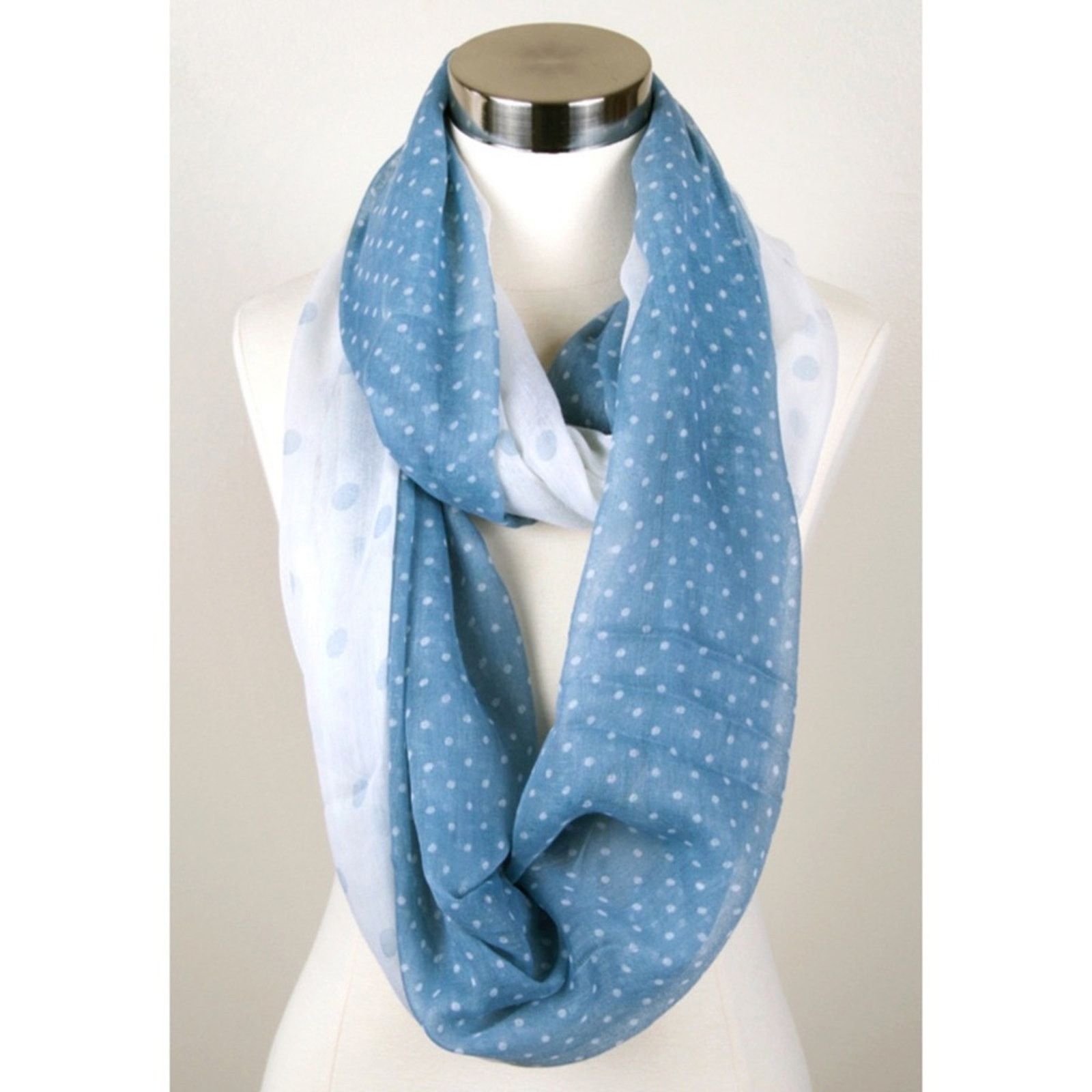 Other NEW NWT Blue White Polka Dot Color Block Infinity Cowl Scarf Size ONE SIZE - 1 Preview