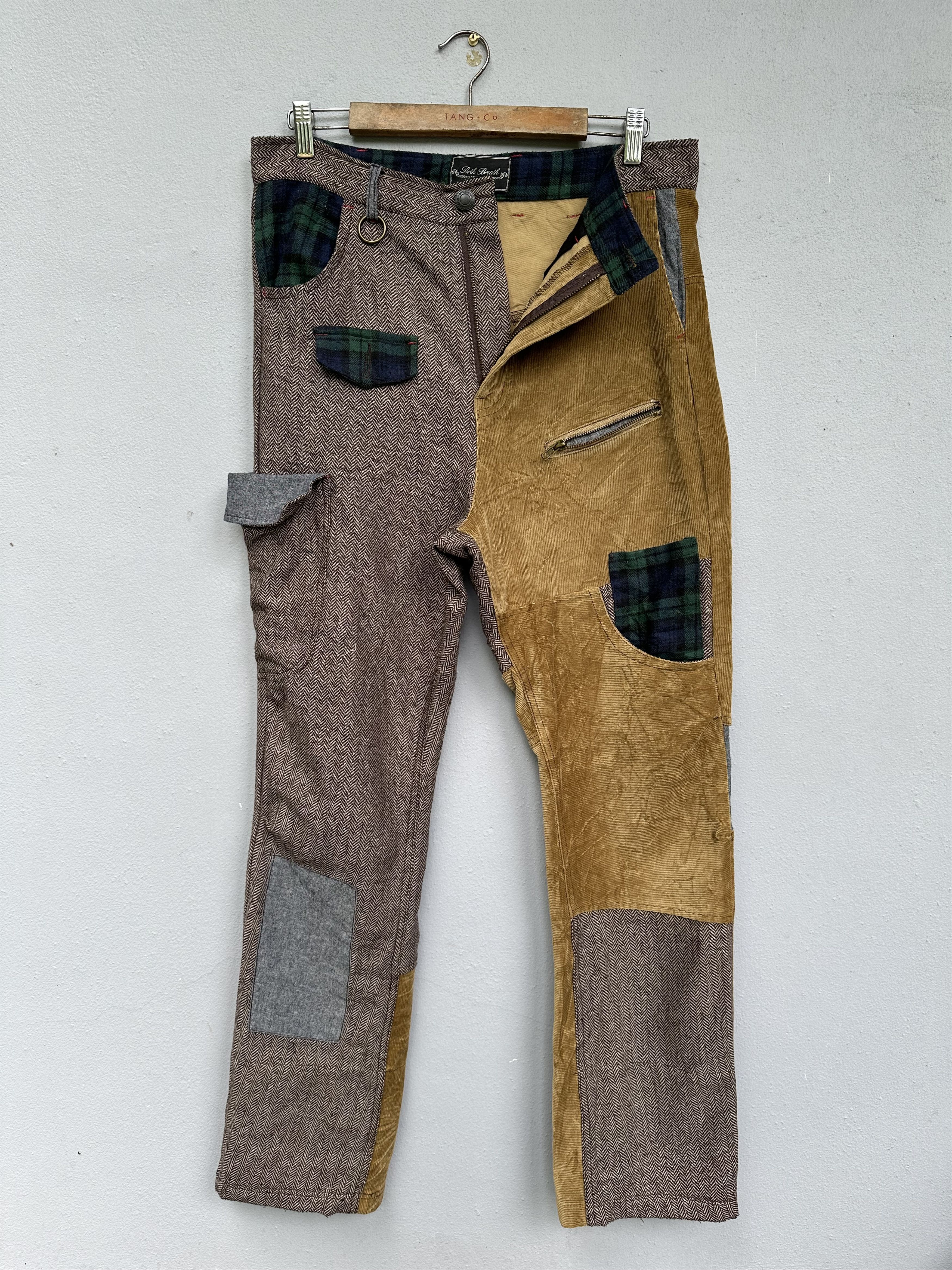 Pre-owned Avant Garde Brth Breath Reconstructed Hybrid Reworked Patchwork Pant In Multicolor