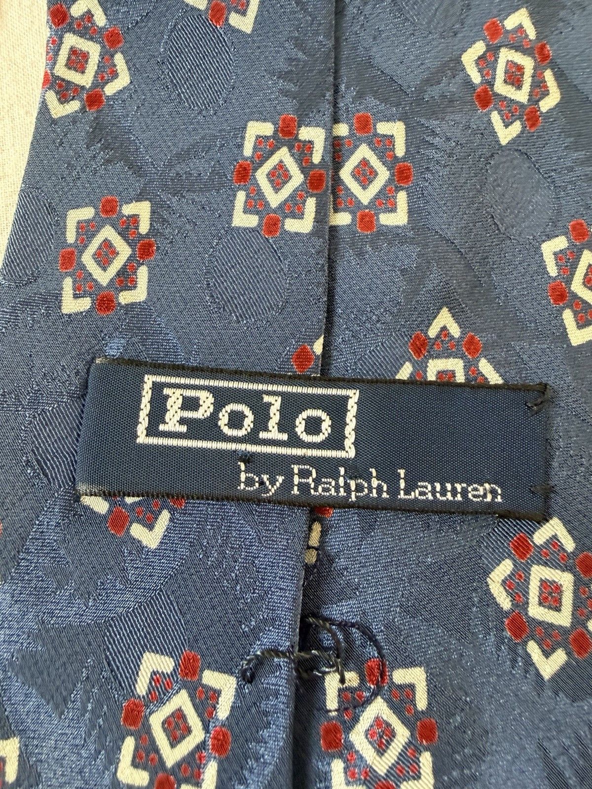 Polo Ralph Lauren Vtg Polo Ralph Lauren Silk Necktie Blue Geometric Floral 55" Size ONE SIZE - 3 Thumbnail