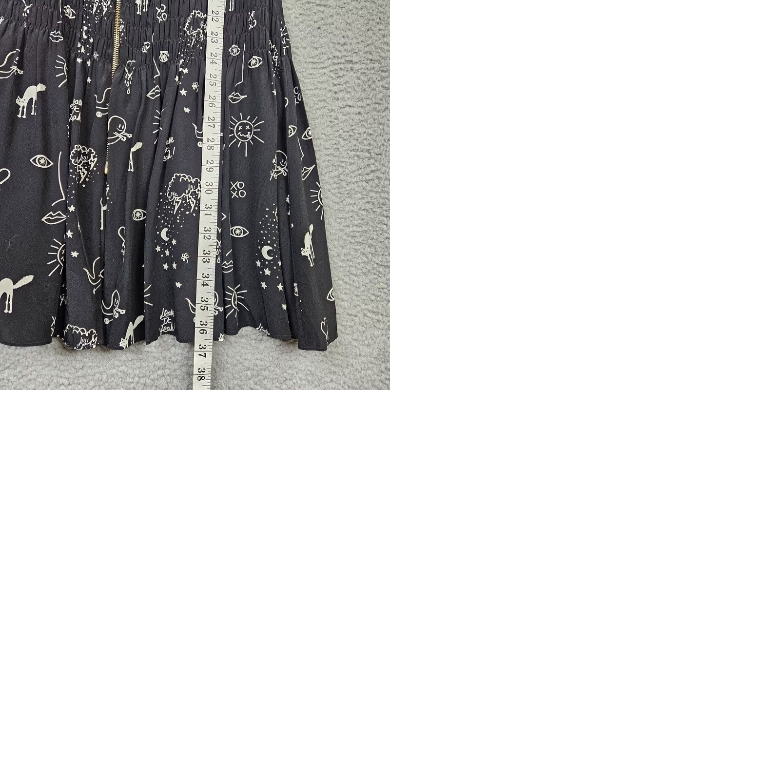 Sandro Sandro Paris Women’s Silk Halloween Ghost Cat Doodle Print 3D Dress Sz 1 Size XS / US 0-2 / IT 36-38 - 9 Thumbnail