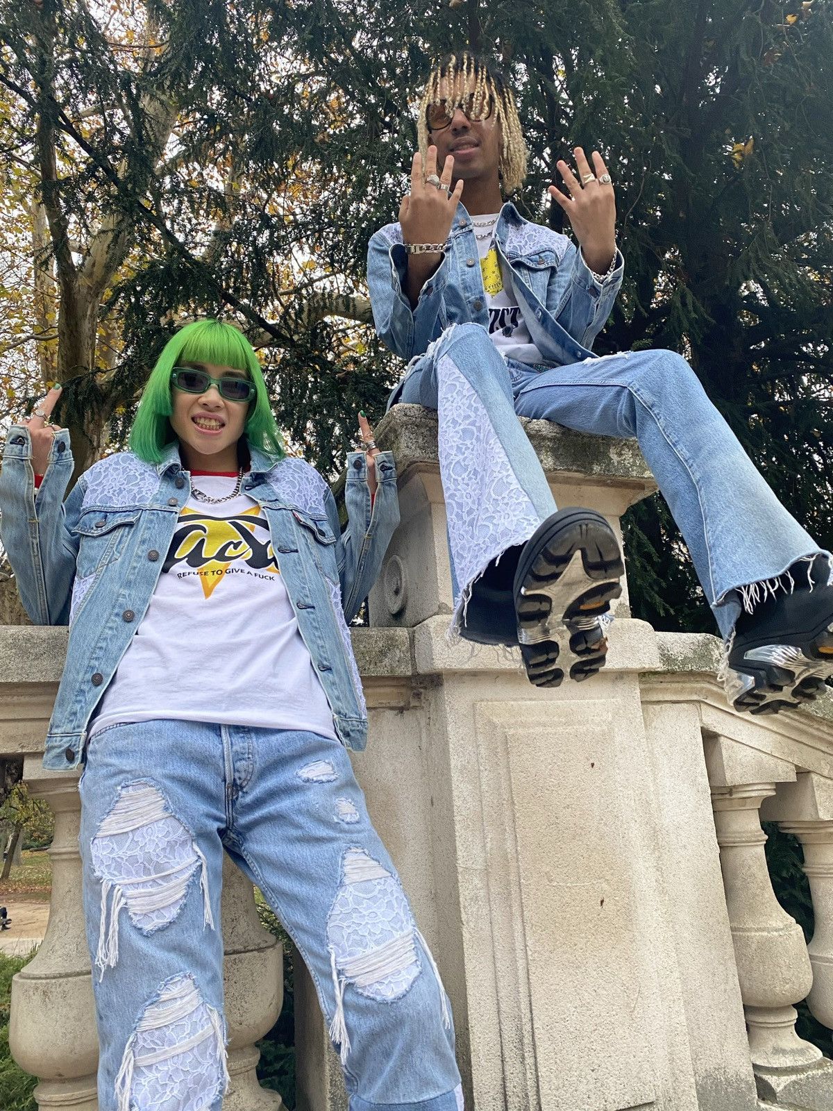 20471120 × Japanese Brand × Levi's ACTIVIST PARIS LACE LEVIS DENIM PANTS Size US 36 / EU 52 - 3 Thumbnail