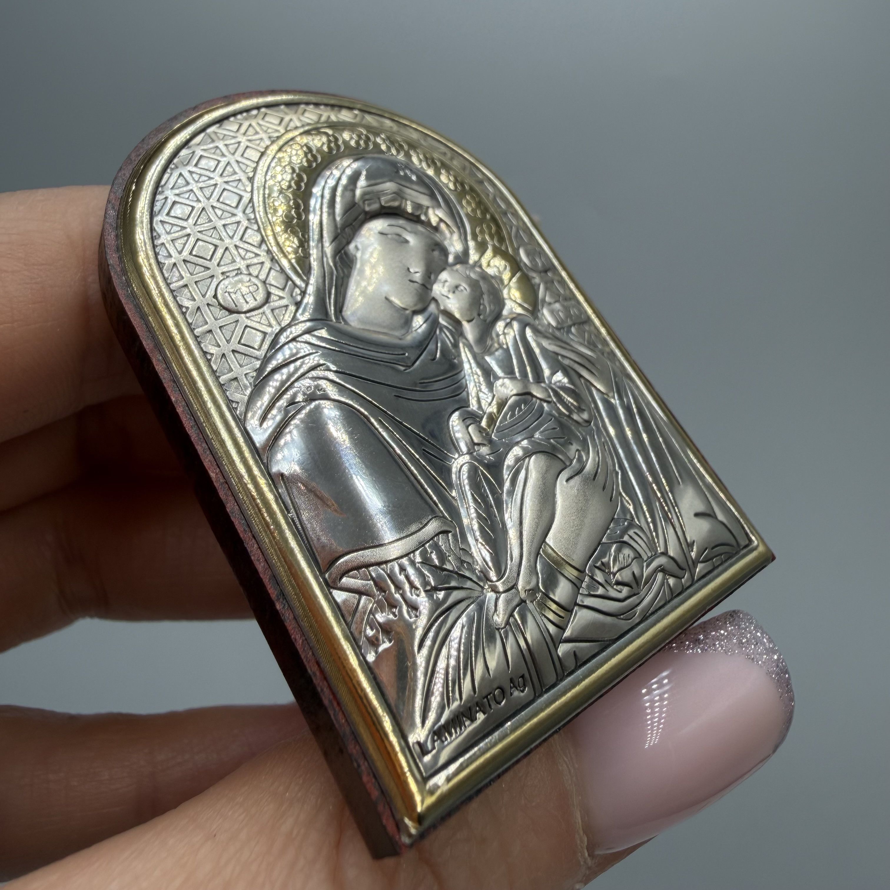 Vintage Vintage Italian Silver Plated Madonna & Child Icon Size ONE SIZE - 8 Thumbnail