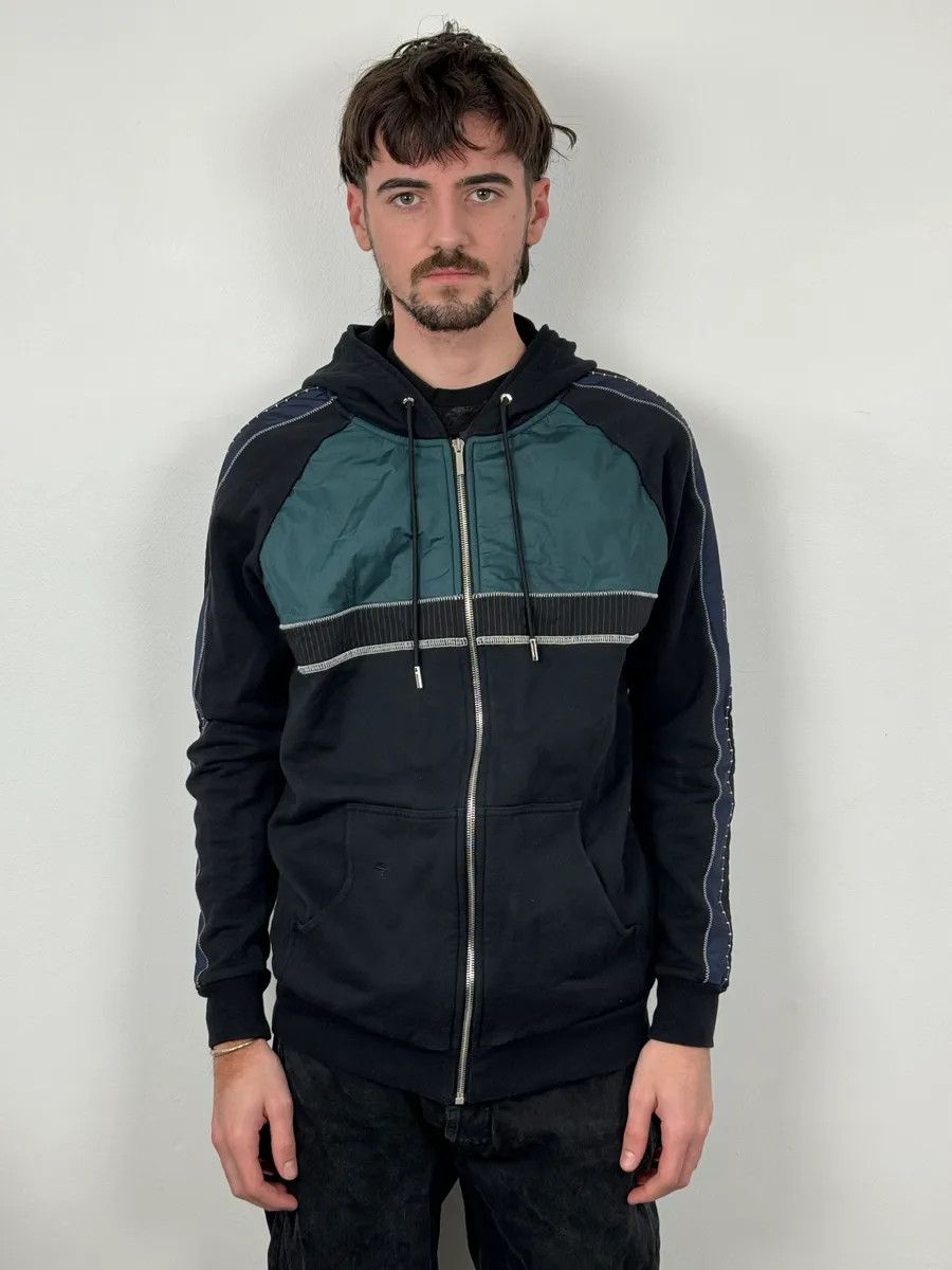 Dior AW2011 Dior Navy & Grey Studded Zip-up Hoodie Size US S / EU 44-46 / 1 - 2 Thumbnail