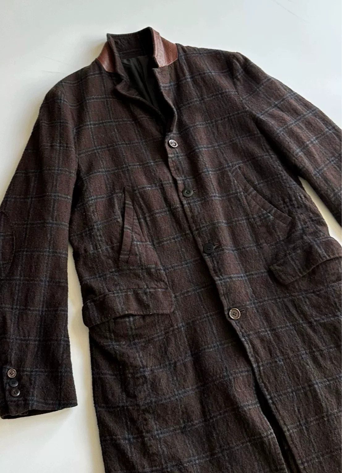 Undercover UNDERCOVER Leather Collar Check Coat Size US M / EU 48-50 / 2 - 1 Thumbnail