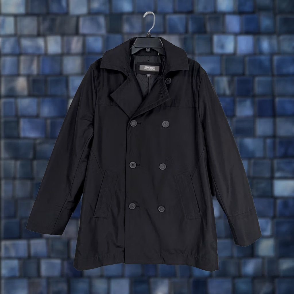 Kenneth Cole Kenneth Cole Reaction Coat Mens Large Black Pea Coat Insulated Button Front Lined Padded Polyester Size US L / EU 52-54 / 3 - 1 Thumbnail