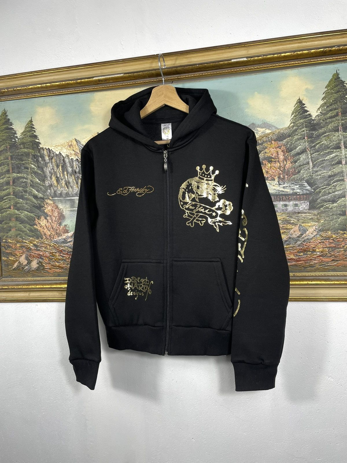 Christian Audigier × Ed Hardy × Vintage Ed Hardy Retro 00s Hoodie Sweatshirt Affliction Grunge Size S / US 4 / IT 40 - 3 Thumbnail