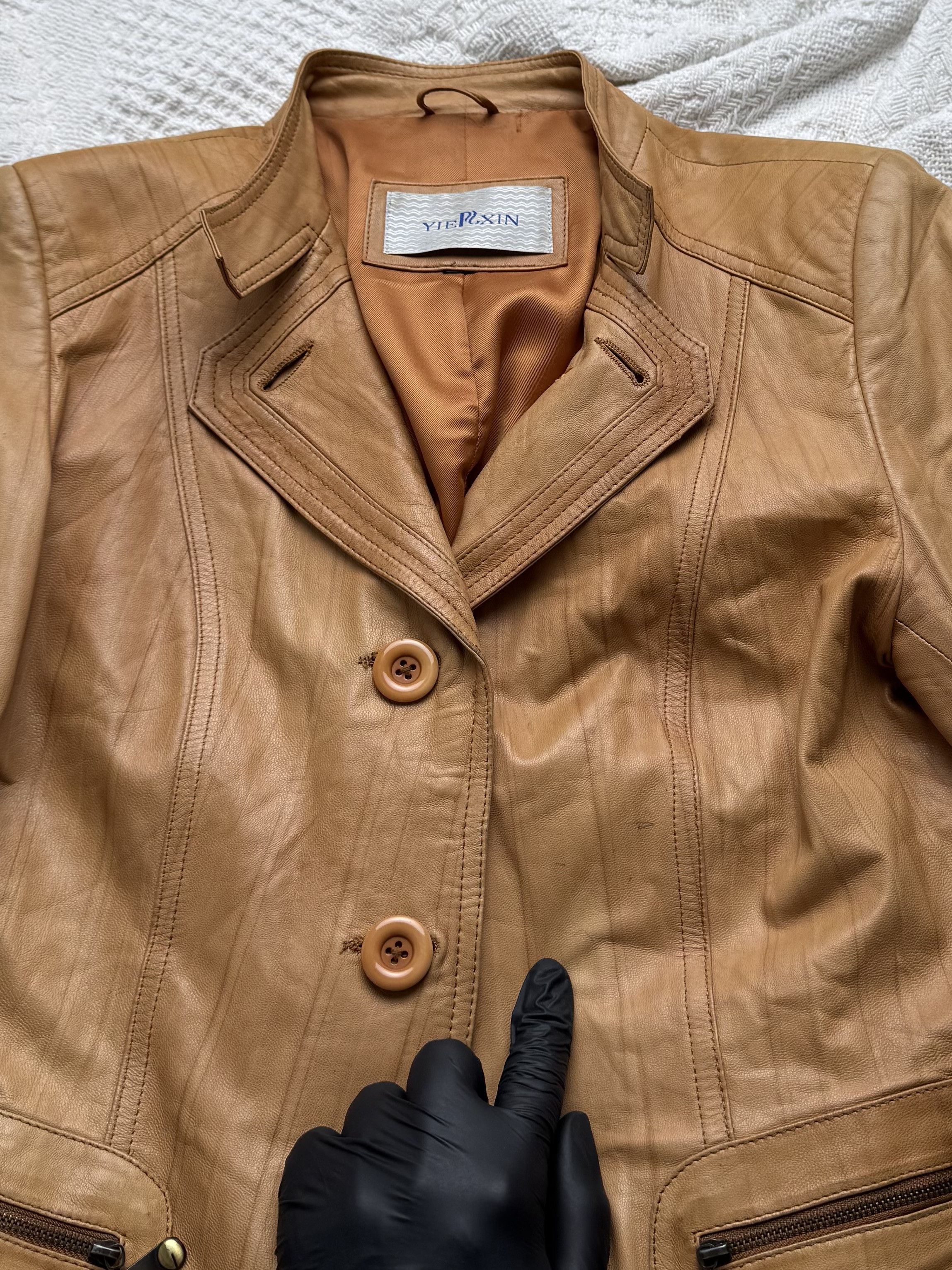 Vintage Vintage Leather Jacket Button Front Tailored Classic Size L / US 10 / IT 46 - 8 Thumbnail