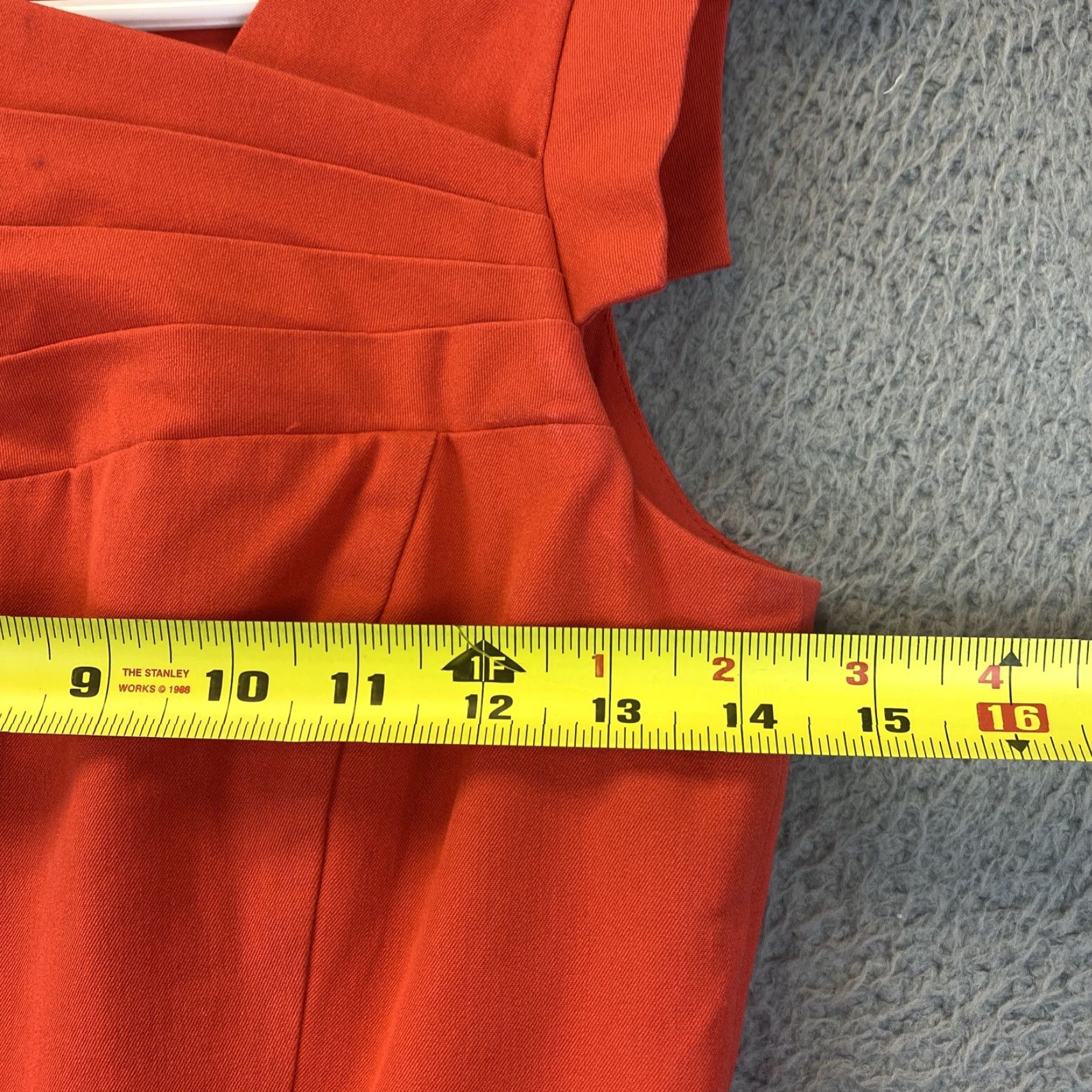 Vintage J Crew Women Sleeveless Orange Dress Size 0 — Regular Sheath Knee Length, Polyester, Round Neck, Zip, Solid, Fall, Spring, Business, 69-20 Size XS / US 0-2 / IT 36-38 - 7 Thumbnail