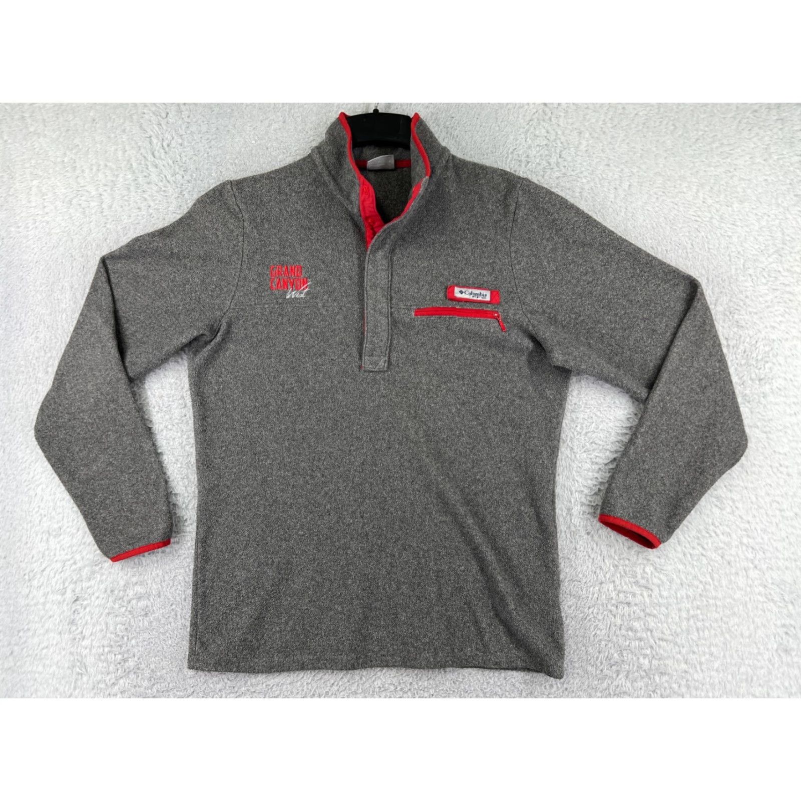 Vintage Columbia Sweater Men Small Gray PFG Grand Canyon West Long Sleeve Fleece Poly Mock Neck 1/4 Zip Pullover Casual Golf Size US S / EU 44-46 / 1 - 2 Thumbnail