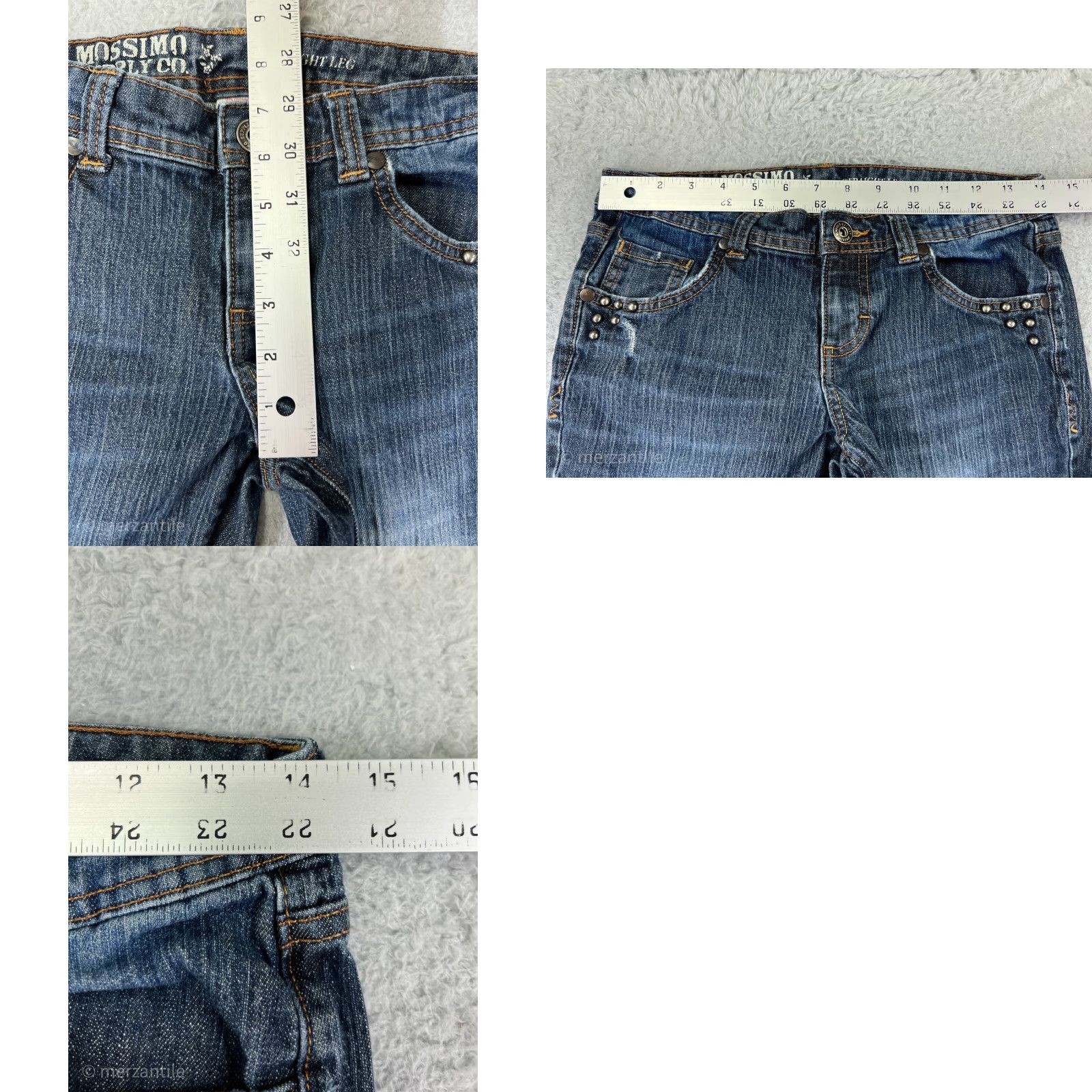 Mossimo Mossimo Jeans Womens 5 Blue Denim Straight Leg 5-Pocket Zipper Studded Embroidered Distressed Size 27" / US 4 / IT 40 - 9 Thumbnail