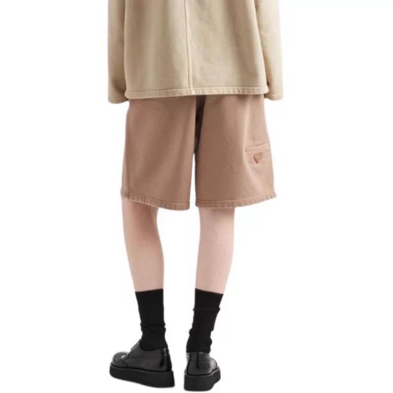 Prada Men's Prada Khaki Washed Short M New with Tags Triangle Logo Size US 32 / EU 48 - 6 Thumbnail