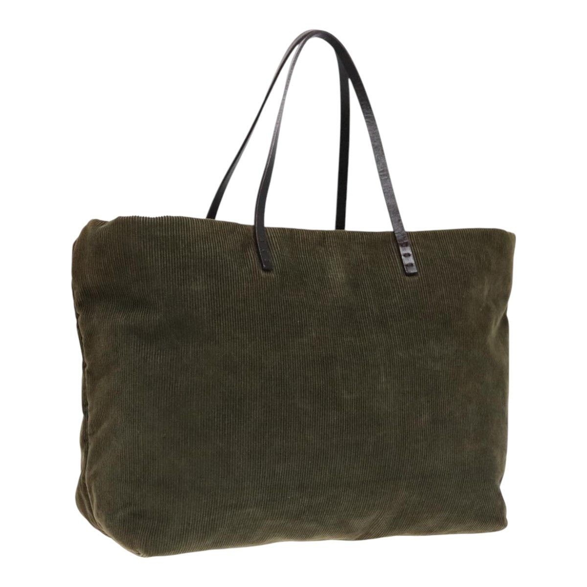 Fendi Tote Bag Corduroy Khaki in Green, Women's