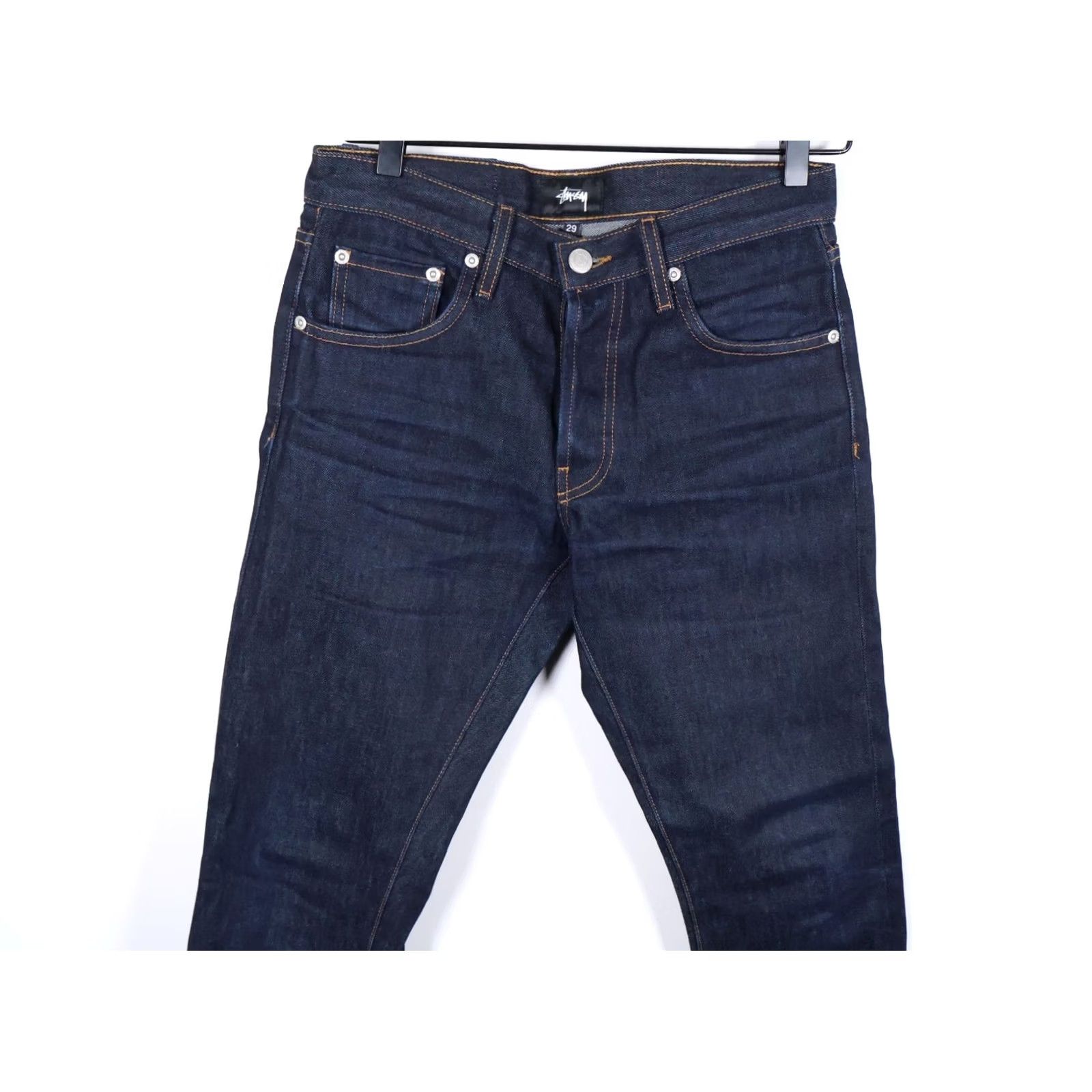 Vintage Stussy Jeans Men's 29 x 29 Dark Blue Skinny Low Rise Button Fly USA Made Size US 30 / EU 46 - 4 Thumbnail