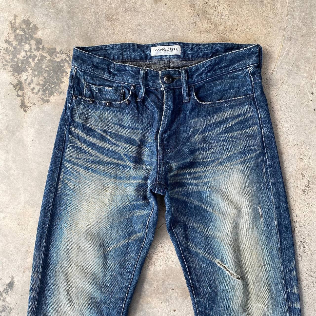 Tornado Mart RYO ISHIKAWA BY VANQUISH TOKYO JAPAN DISTRESSED BLUEWASH Size US 28 / EU 44 - 11 Thumbnail