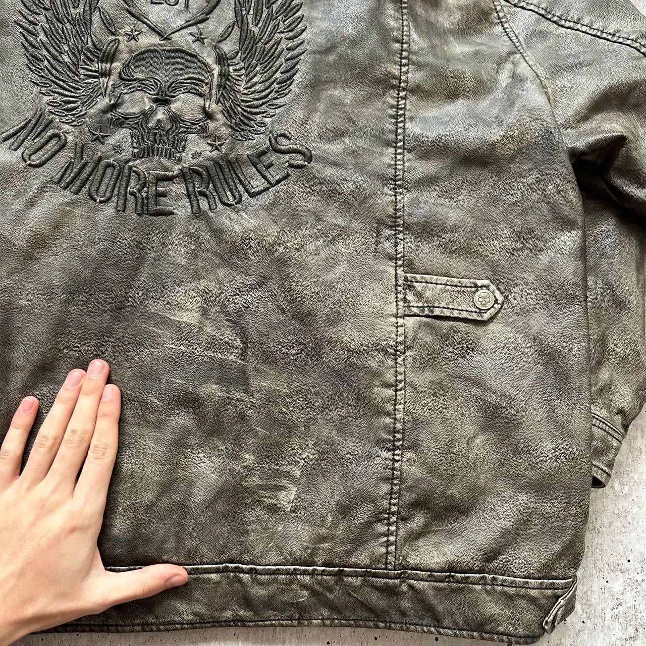 Vintage Rock Rebel No More Rules est 86 Leather Vintage Biker Jacket Size US XL / EU 56 / 4 - 9 Thumbnail