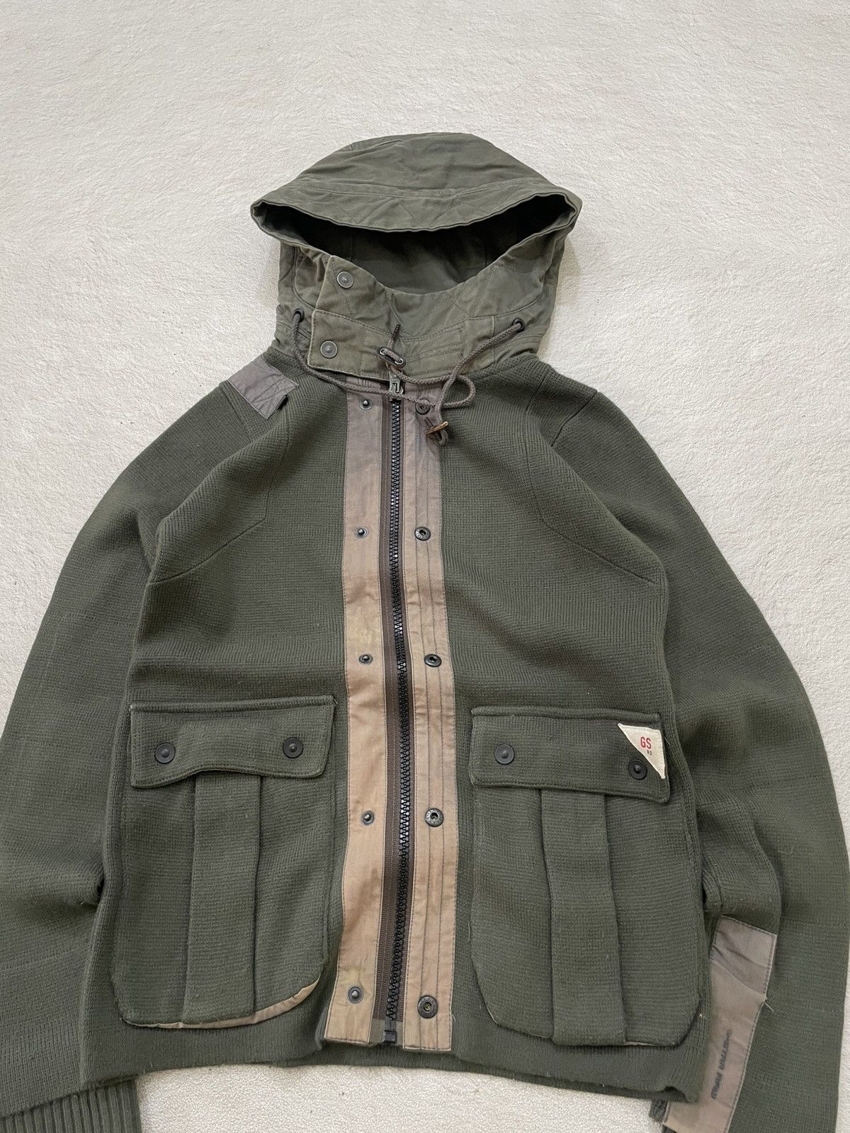 Japanese Brand G-Star Raw R3301 Technical Knit Hooded Jacket Olive Utility Size US M / EU 48-50 / 2 - 2 Thumbnail