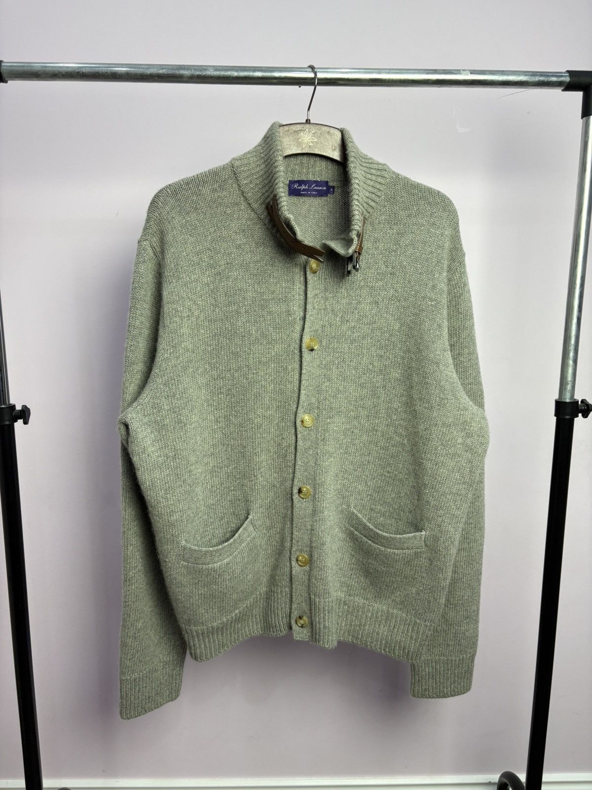 Ralph Lauren Purple Label Ralph Lauren Purple Label Cashmere Leather Cardigan Sweater Size US XL / EU 56 / 4 - 4 Thumbnail