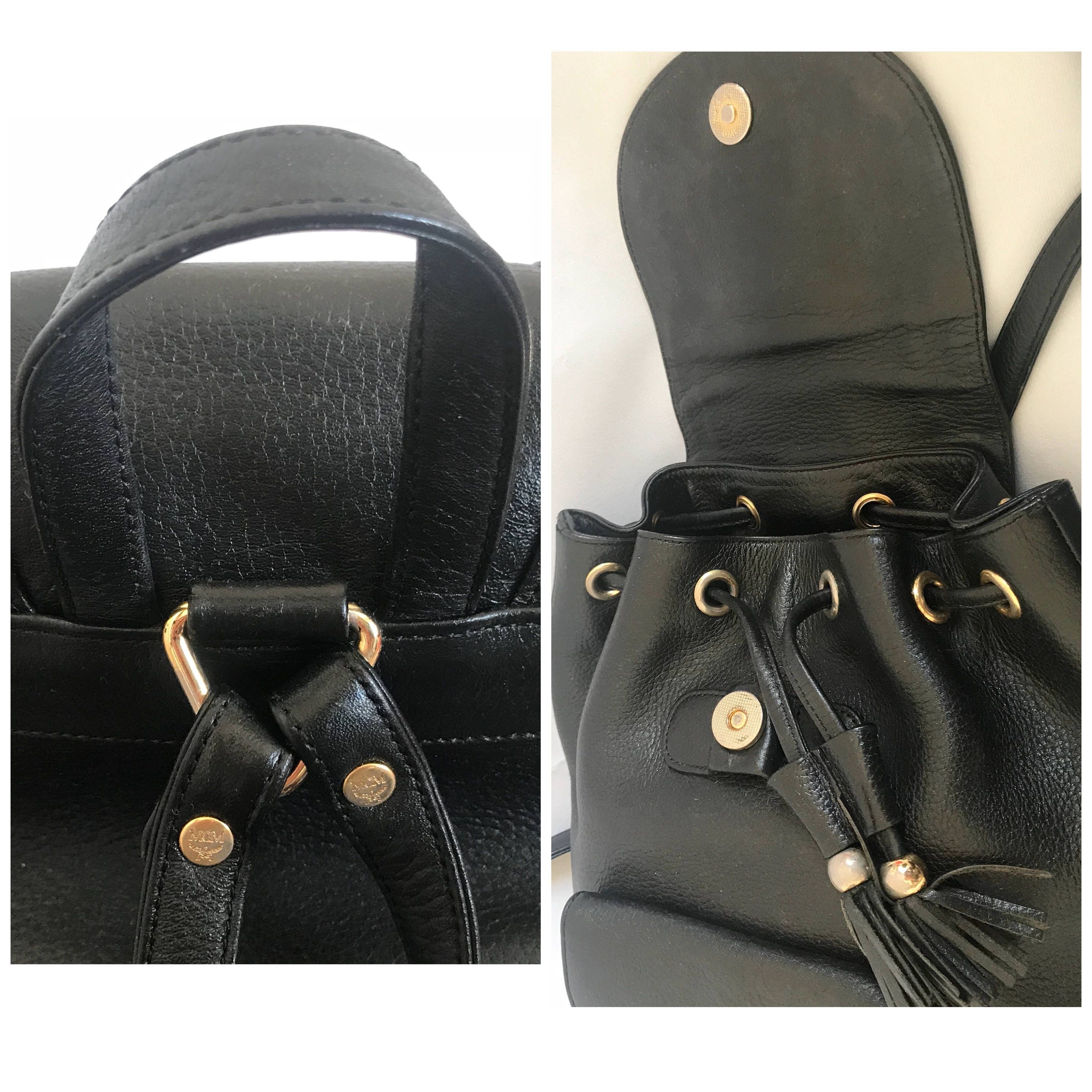 MCM Vintage MCM black backpack with golden studded logo motifs Size ONE SIZE - 7 Thumbnail